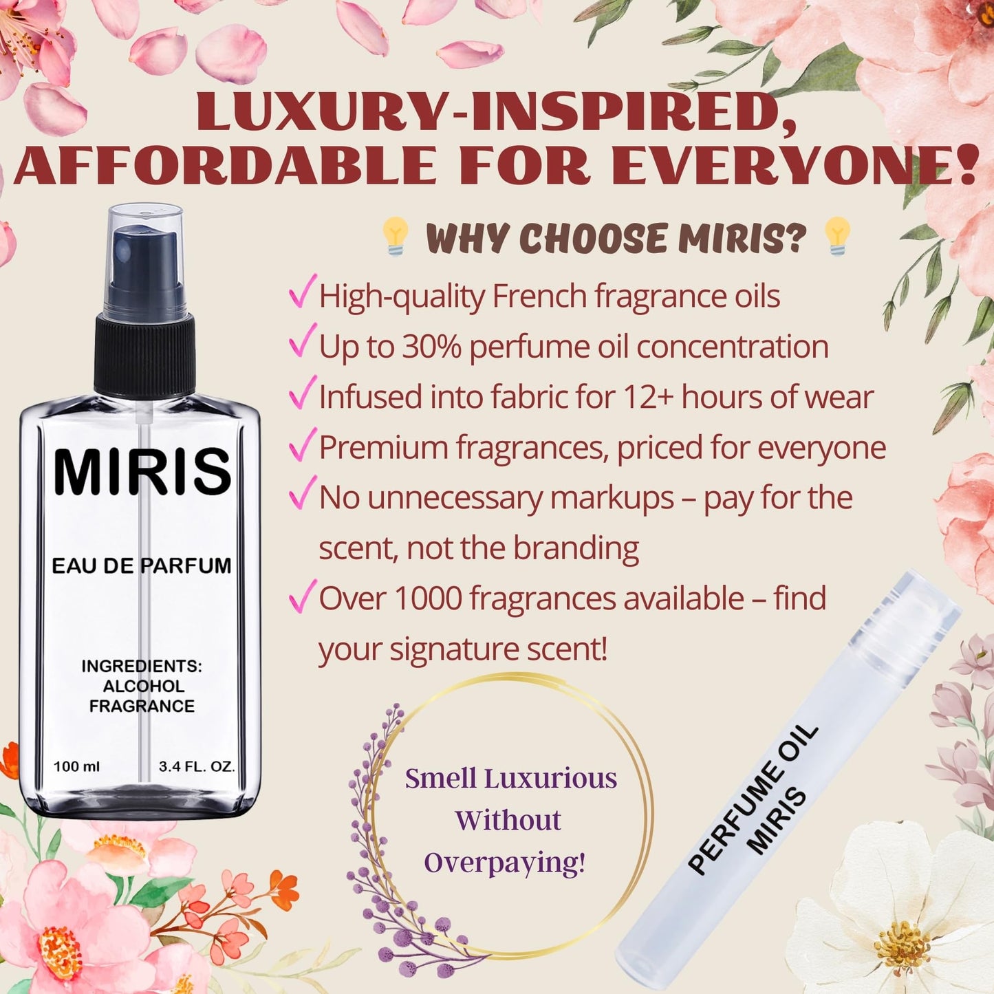 MIRIS No. 35457 Inspired by Number 5 — Long-Lasting Floral Aldehyde EDP for Women, 3.4 fl oz / 100 ml