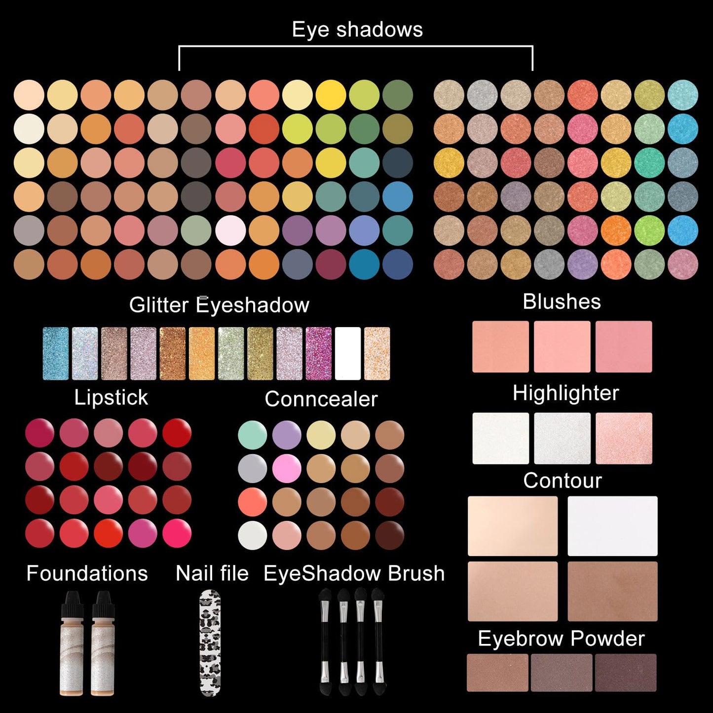 Miss Rose M187 Colors Palette – All-In-One 187-Color Makeup Kit