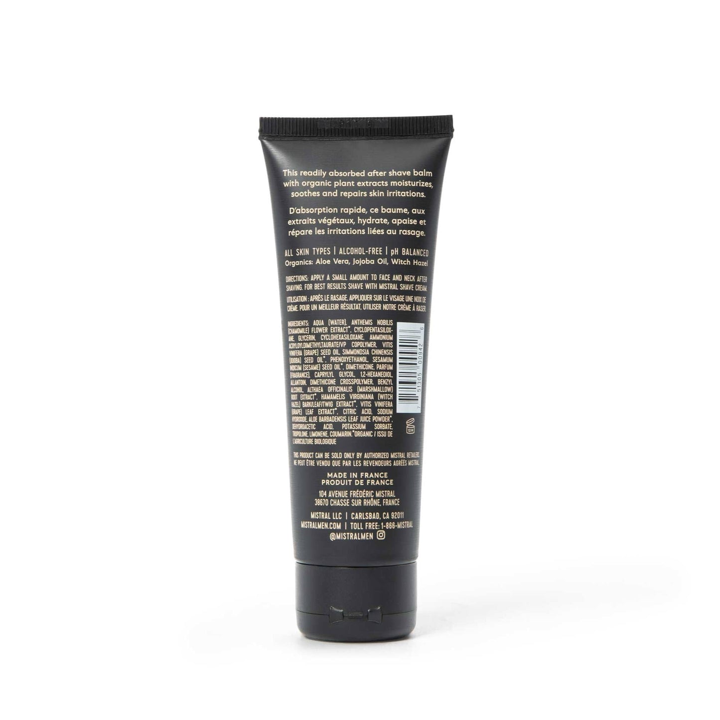 Mistral Bourbon Vanilla After Shave Balm – 2.7 Fl Oz | Hydrating, Non-Greasy, Aloe & Jojoba | Made in France