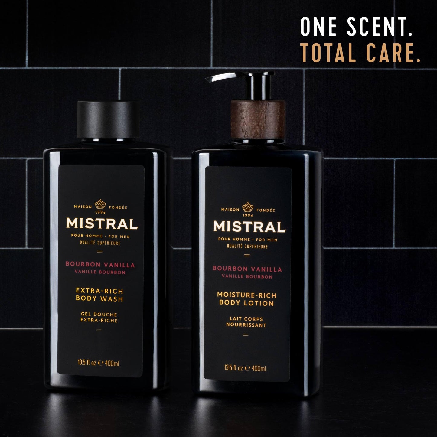 Mistral Bourbon Vanilla Body Lotion for Men | Fast-Absorbing Moisture-Rich Formula