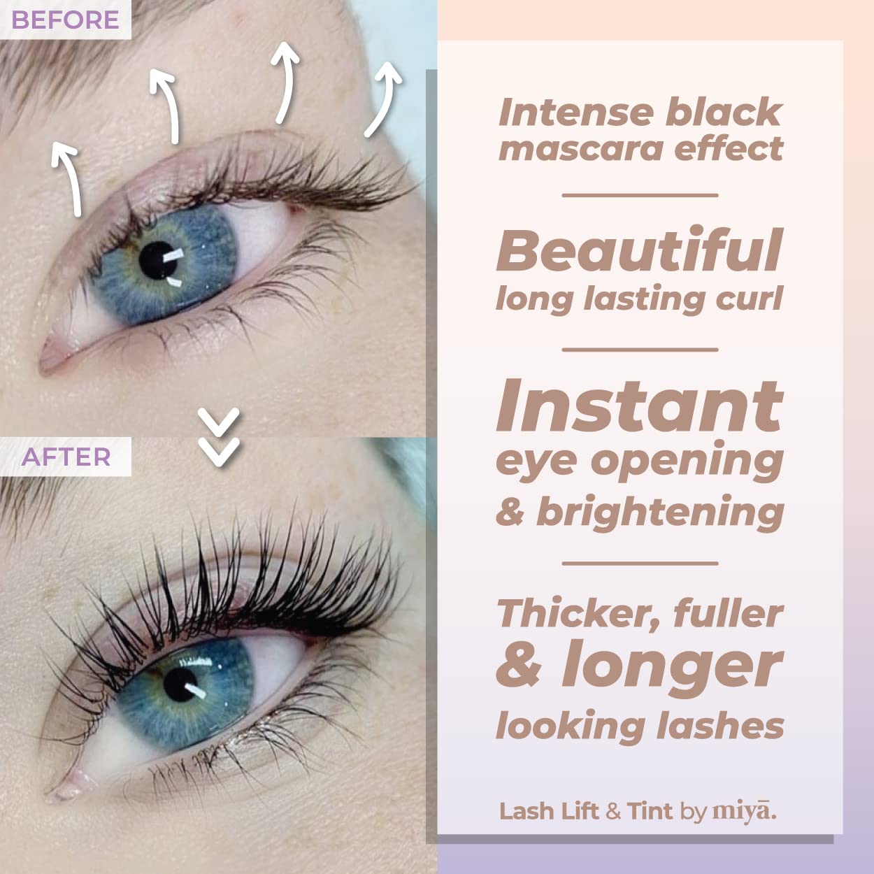 MIYA LASH Lift & Brow Lamination Kit – Keratin Lash Lift & LVL Brow Treatment for Dark, Voluminous Lashes and Brows | Up to 6 Weeks