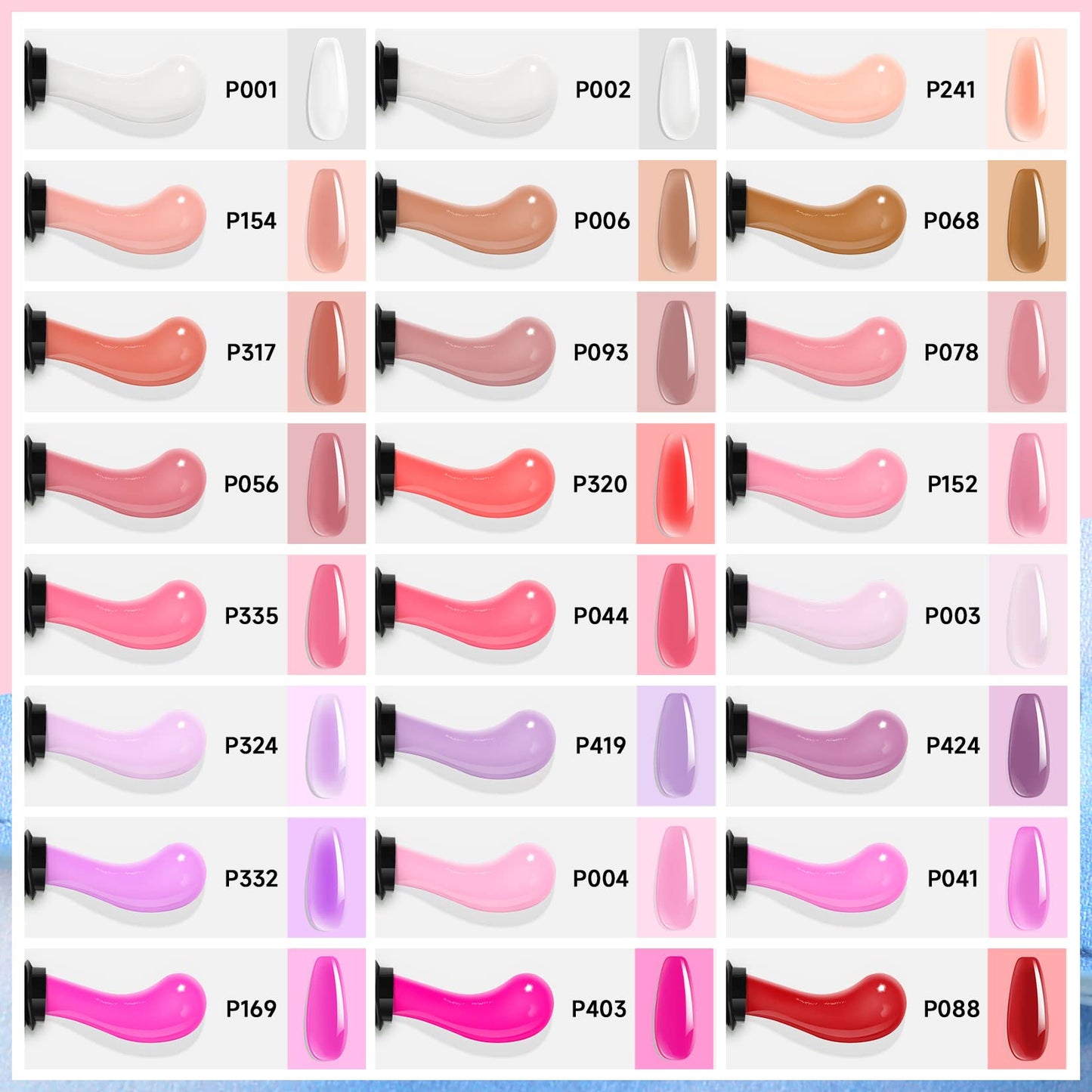 Morovan Poly Gel Nail Set: 48 Colors for Trendy Gel Extensions with Glitter Finish