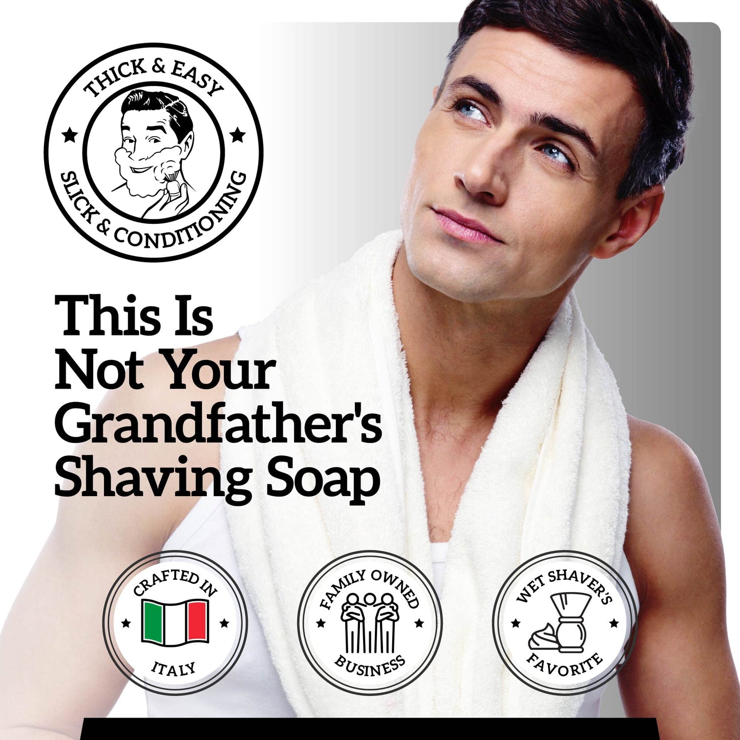 Mr. Fine 21C Shaving Soap – Thick Lather, Made in Italy (5oz)