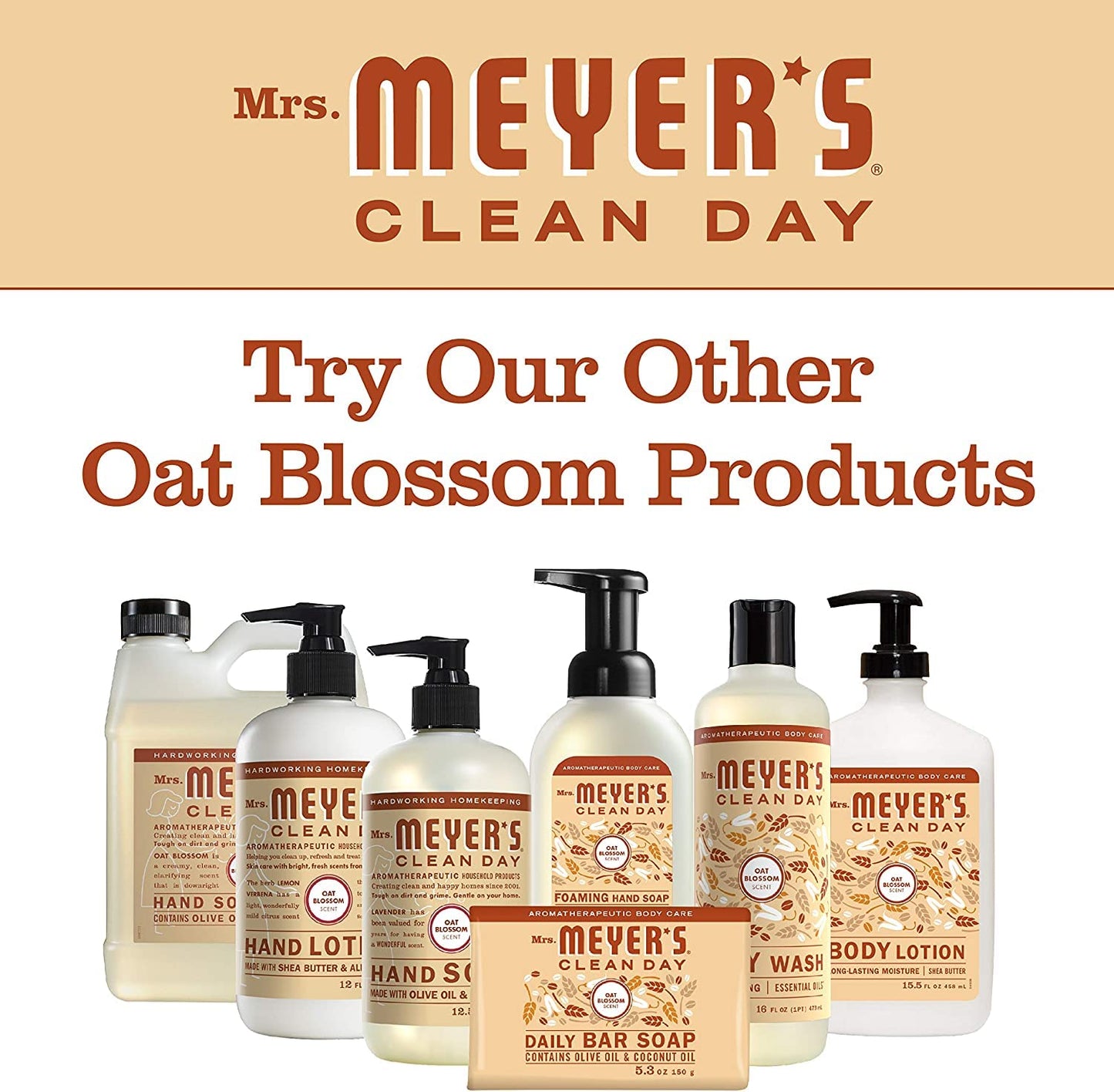 Mrs. Meyer's Clean Day Foaming Hand Soap – Oat Blossom, 10 fl oz (Pack of 6)