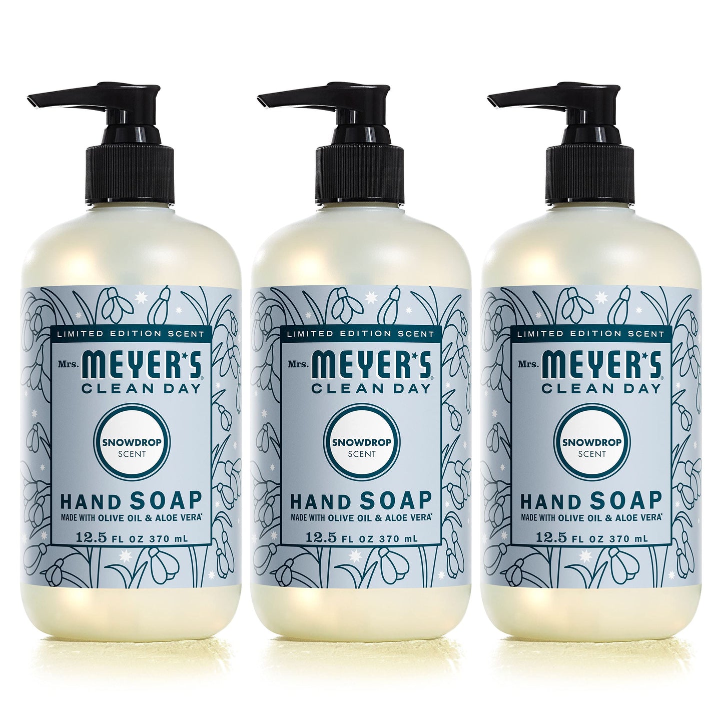 MRS. MEYER'S CLEAN DAY Snowdrop Hand Soap – 3 x 12.5 fl oz Limited Edition