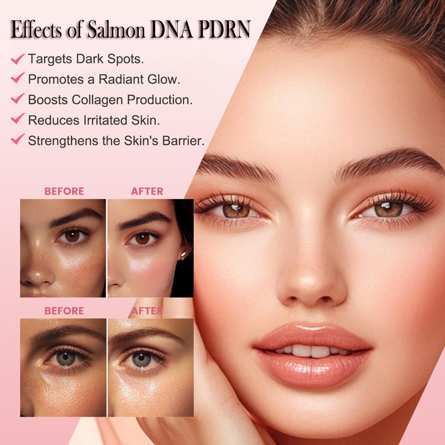 Mtmult Salmon DNA PDRN Serum – 99% Salmon DNA, Collagen & Hyaluronic Acid, 30 Ampoules, Firming & Moisturizing