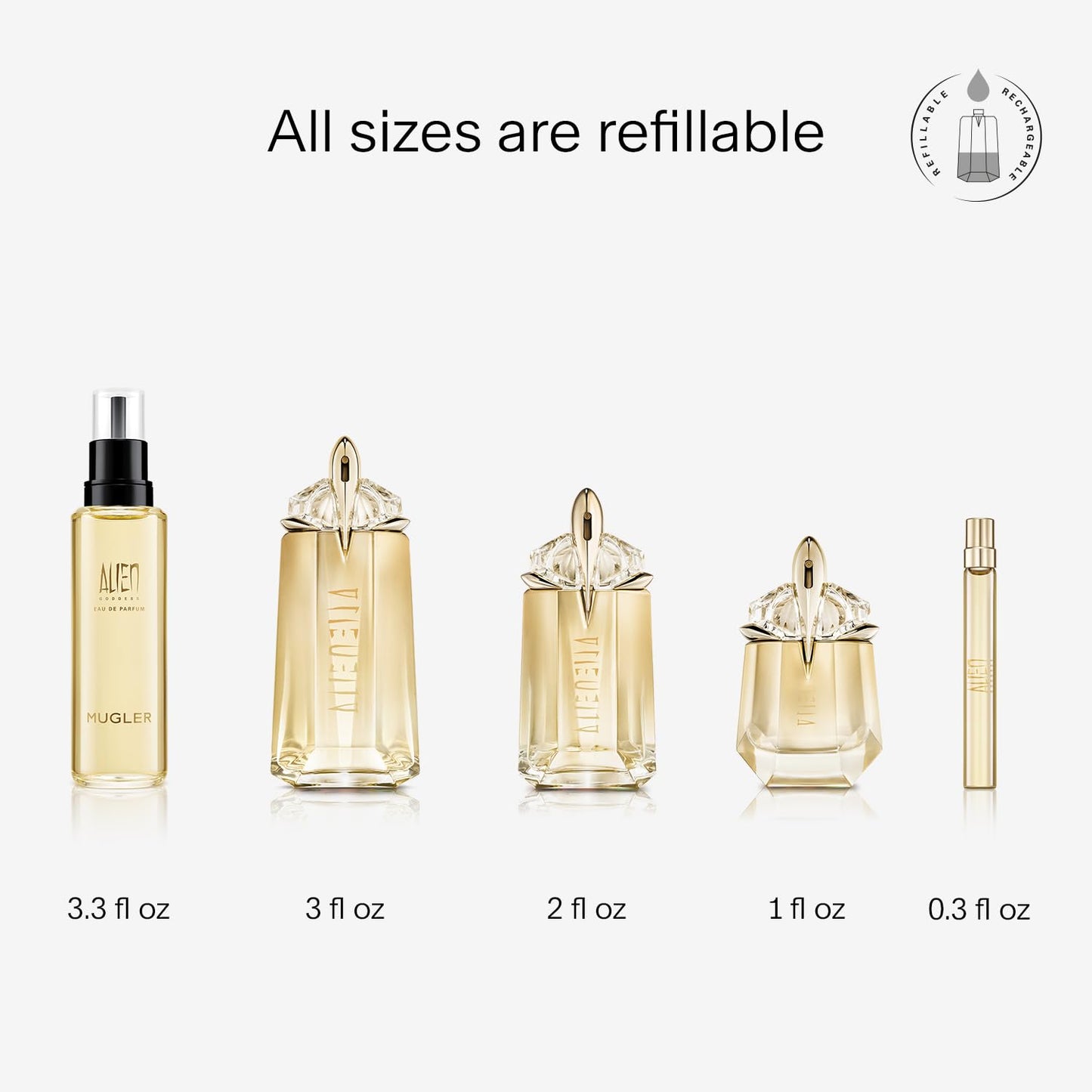 Mugler Alien Goddess Eau de Parfum – Women’s Floral Woody Scent, 0.33 oz Travel Size