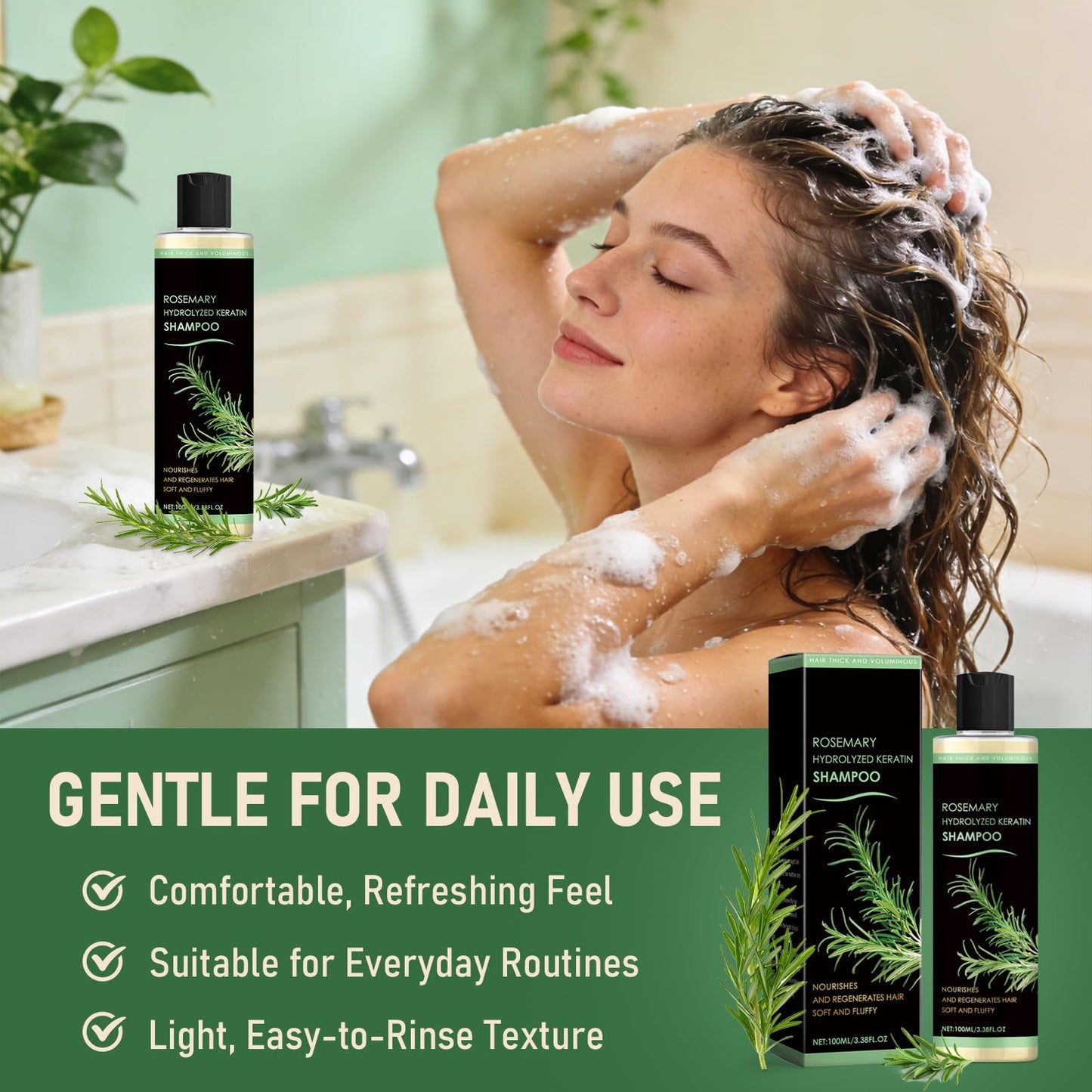 Muoyid 2pc Rosemary Hydrolyzed Keratin Shampoo – Organic Rosemary for Thicker, Stronger Hair