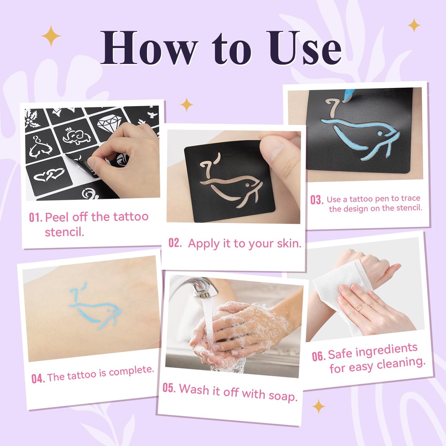 MUREND Temporary Tattoos Markers Kit – 36 Colors, 612 Stencils, Skin-Safe Dual-End Pens