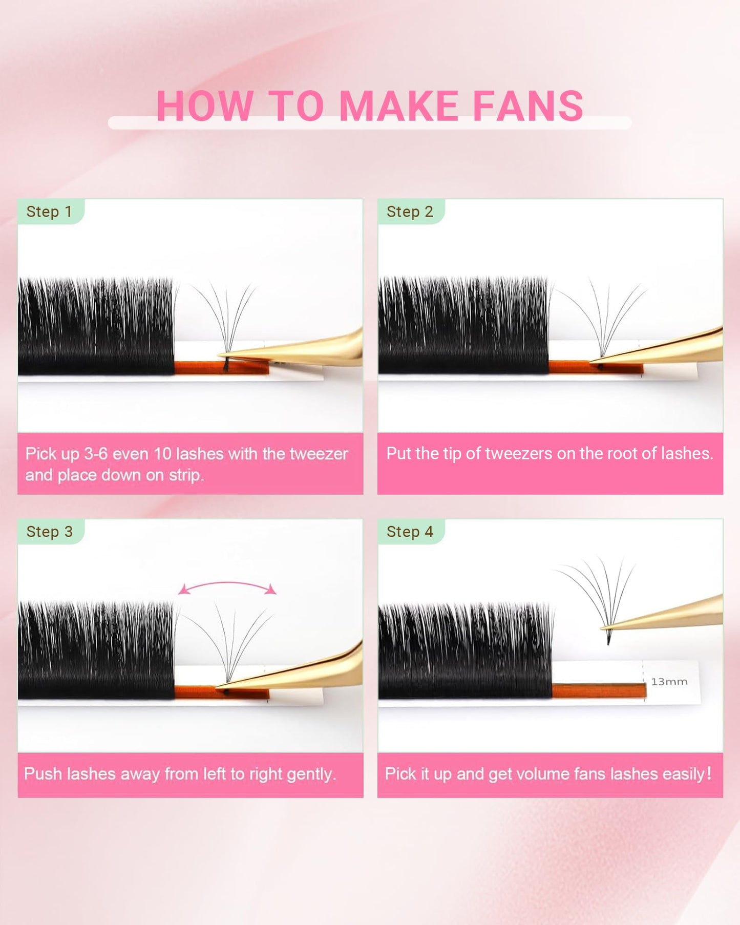 NAGARAKU Easy Fan Eyelash Extensions – 5 Tray Pack, 0.05 C Curl, 11–15mm, Beginner Friendly