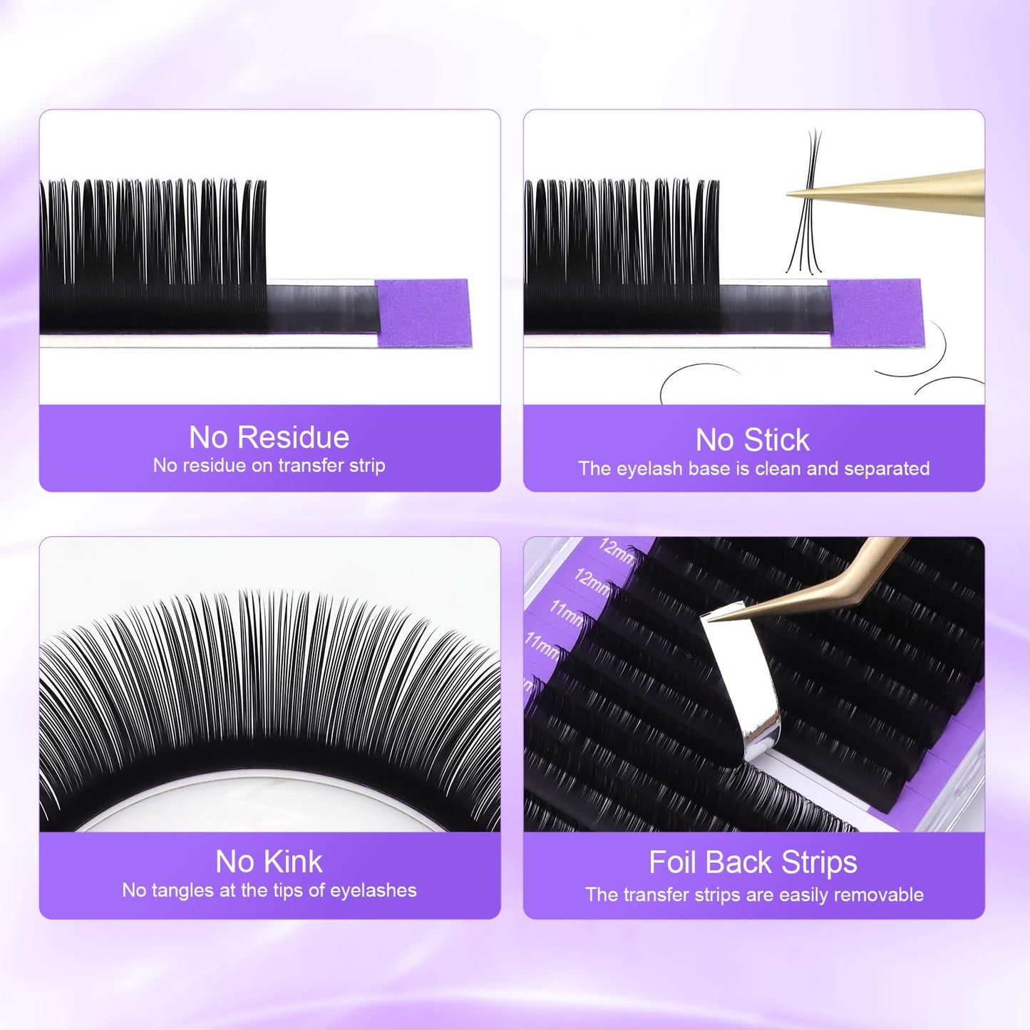 NAGARAKU 5 Trays Eyelash Extensions – 0.12mm D Curl, 11-15mm, Matte Black, 16 Rows (In 1 Pack)
