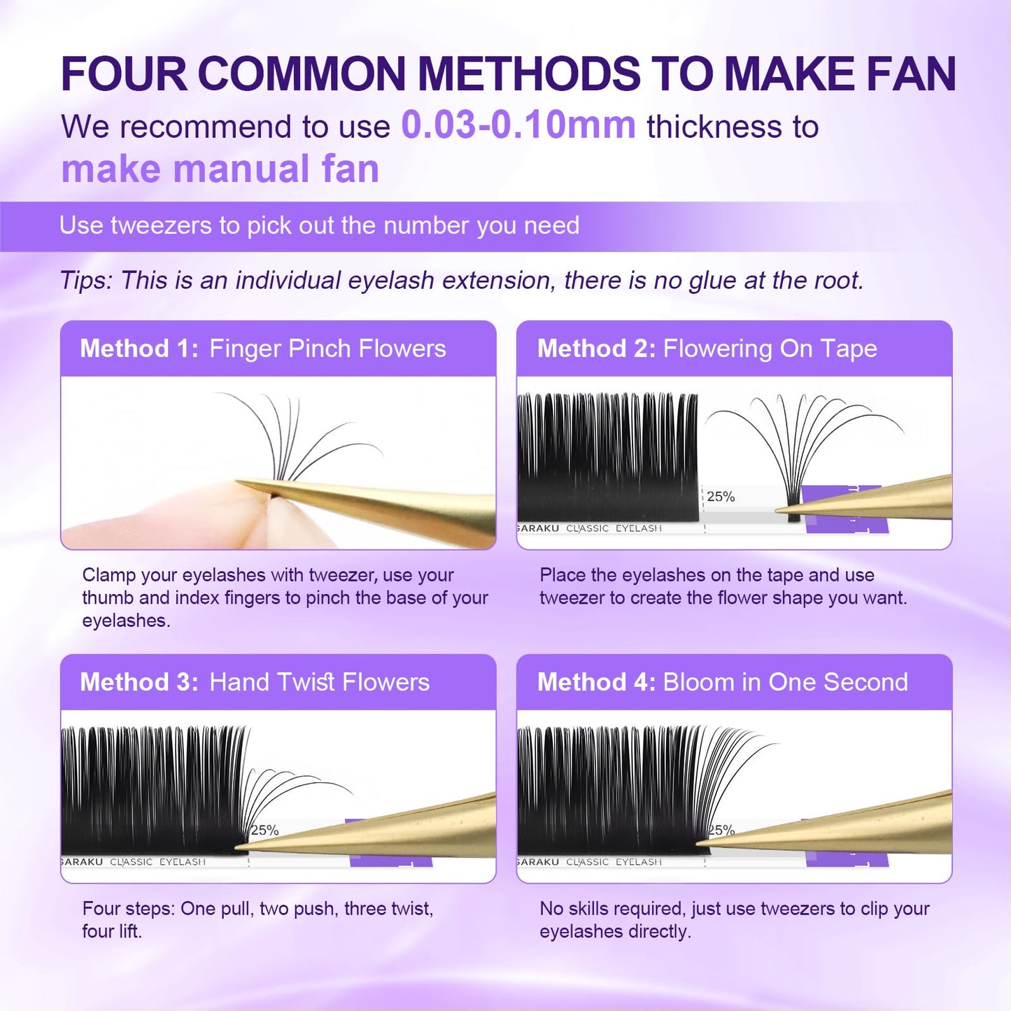 NAGARAKU 5 Trays Eyelash Extensions – 0.20mm D Curl, 11-15mm, Matte Black Pro Faux Mink (16 Rows)