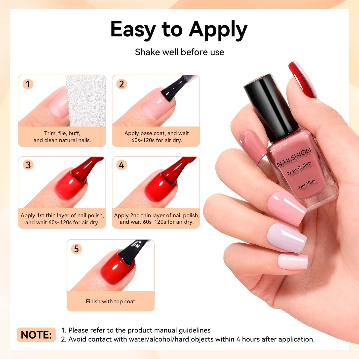 Nailshion Nude Gray Nail Polish Set – 16 Colors with Base & Top Coat, Remover Pads | Fast Dry, Non-Gel