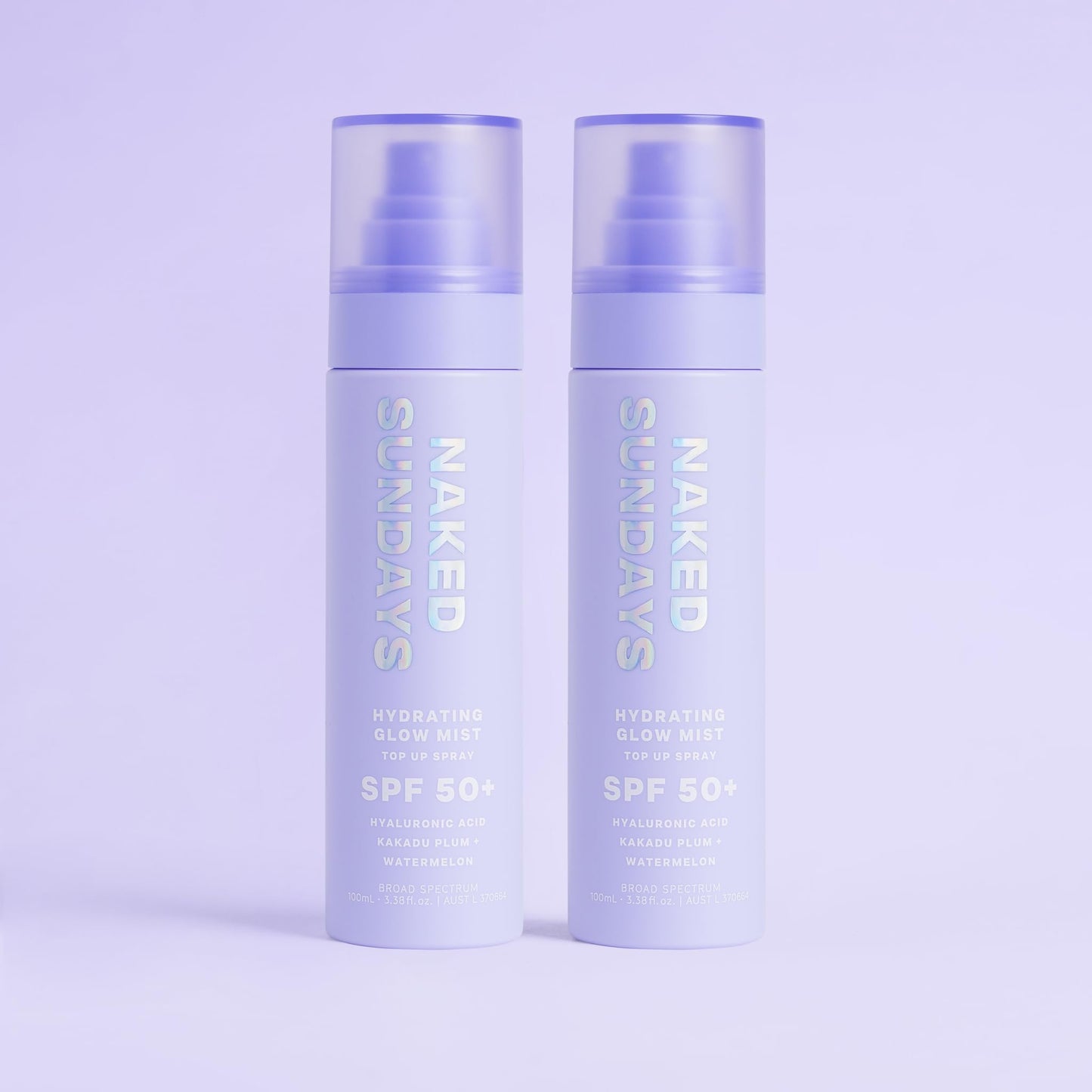 Naked Sundays SPF 50 Hydrating Glow Mist - Lightweight SPF Setting Spray and Face Sunscreen (2 Pack)