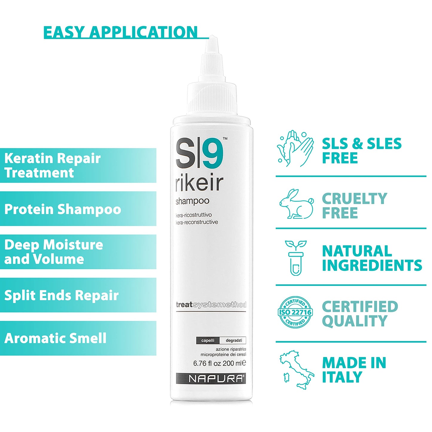 NAPURA S9 Professional Moisturizing Shampoo for Damaged Hair – Color Safe, Sulfate and Paraben Free