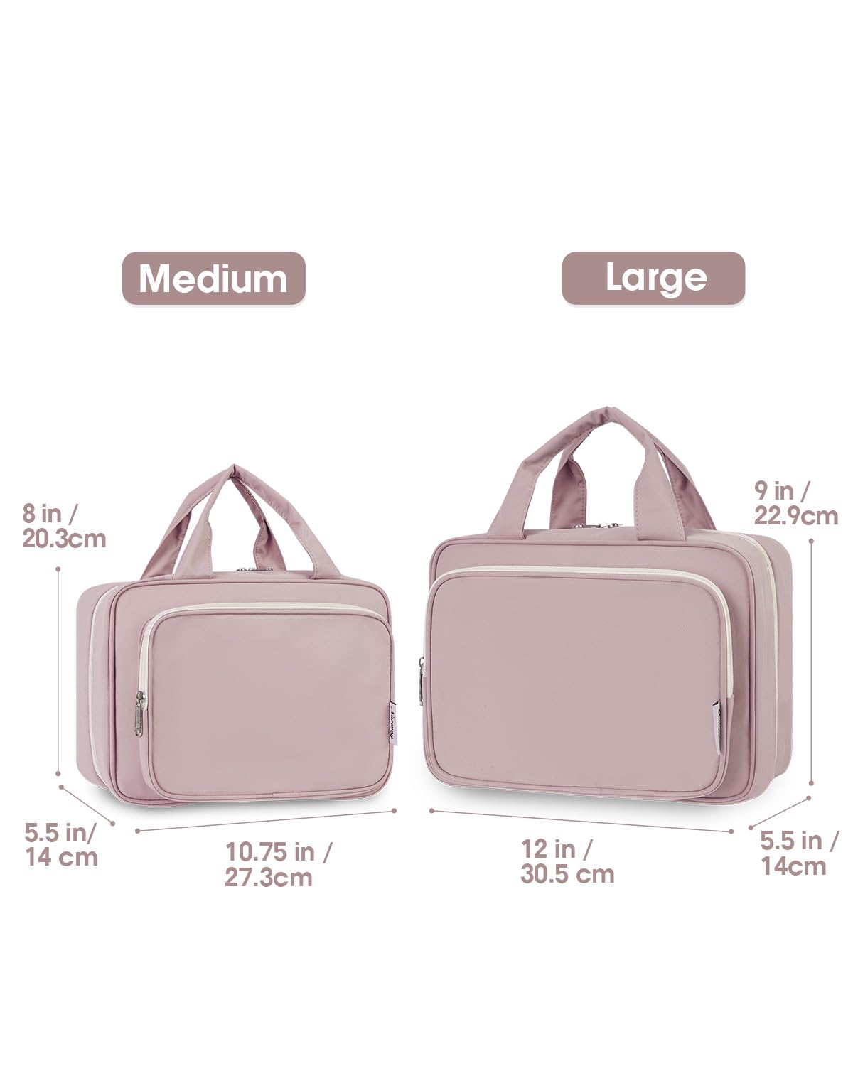 Narwey Travel Toiletry Bag for Women Large Dusty Rose – Hanging Organizer