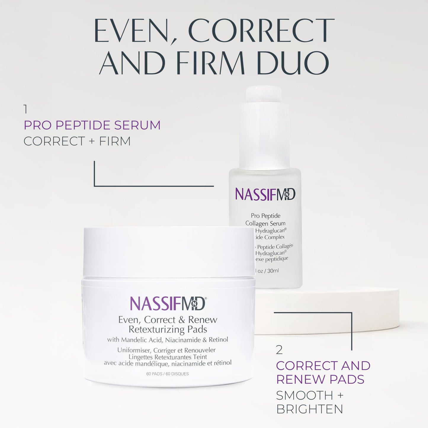 NassifMD Even, Correct & Renew Retexturizing Pads | Facial Peel for Texture & Tone