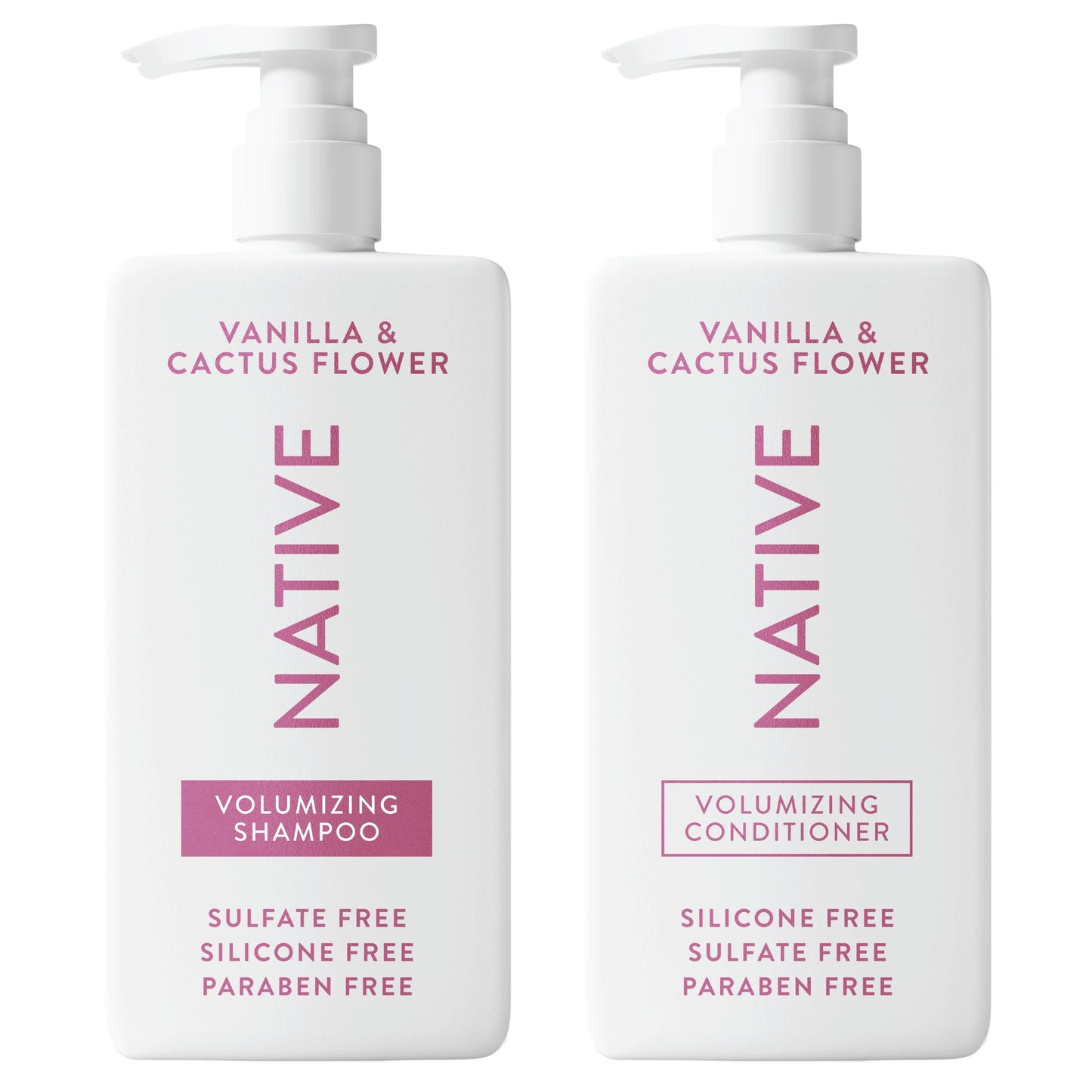 Native Vanilla & Cactus Flower 2-in-1 Shampoo & Conditioner | Naturally Derived, Sulfate & Dye Free, 2-Pack