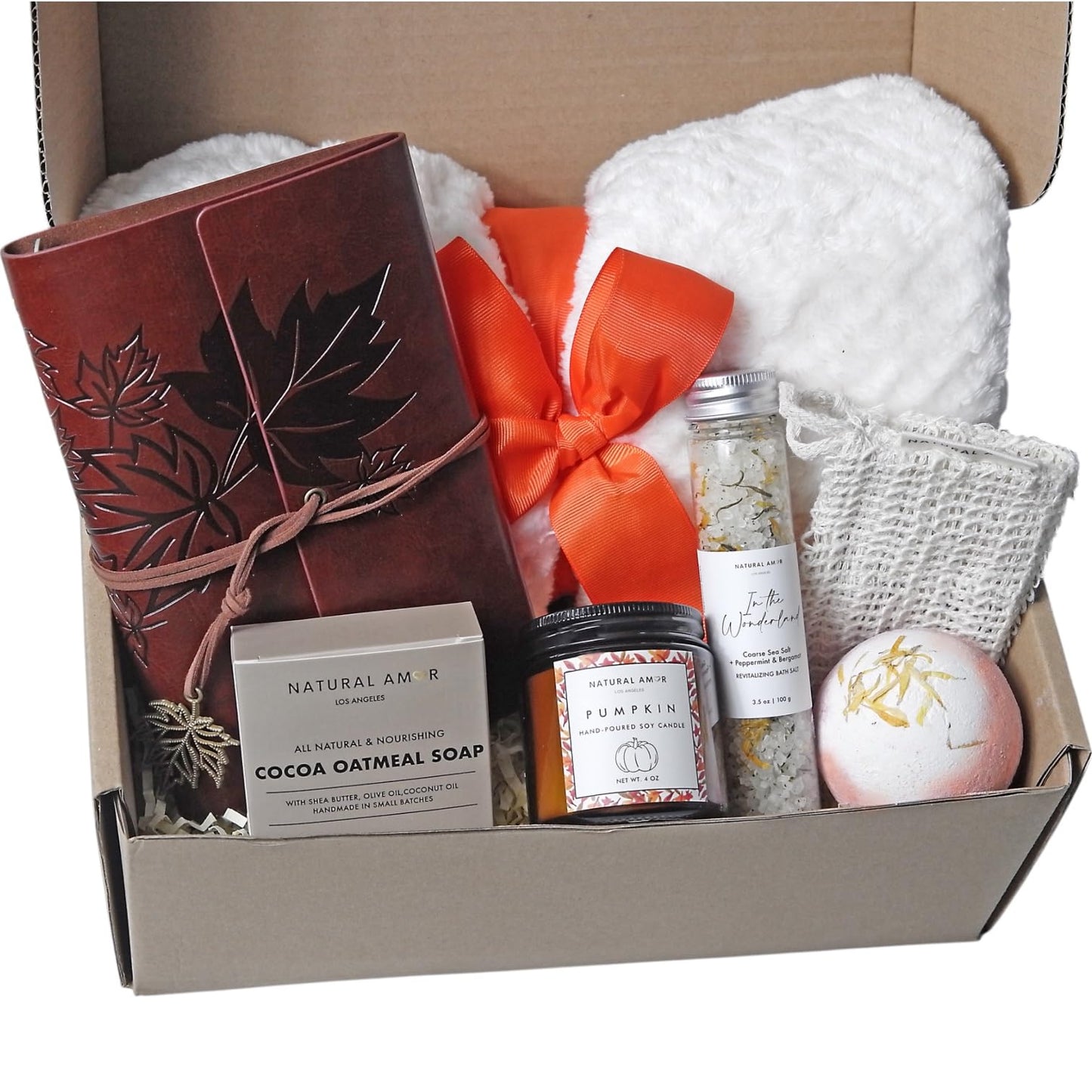 Natural Amor Cozy Spa Gift Box for Women – Self-Care Relaxation Set with Blanket, Candle, Soap & Journal