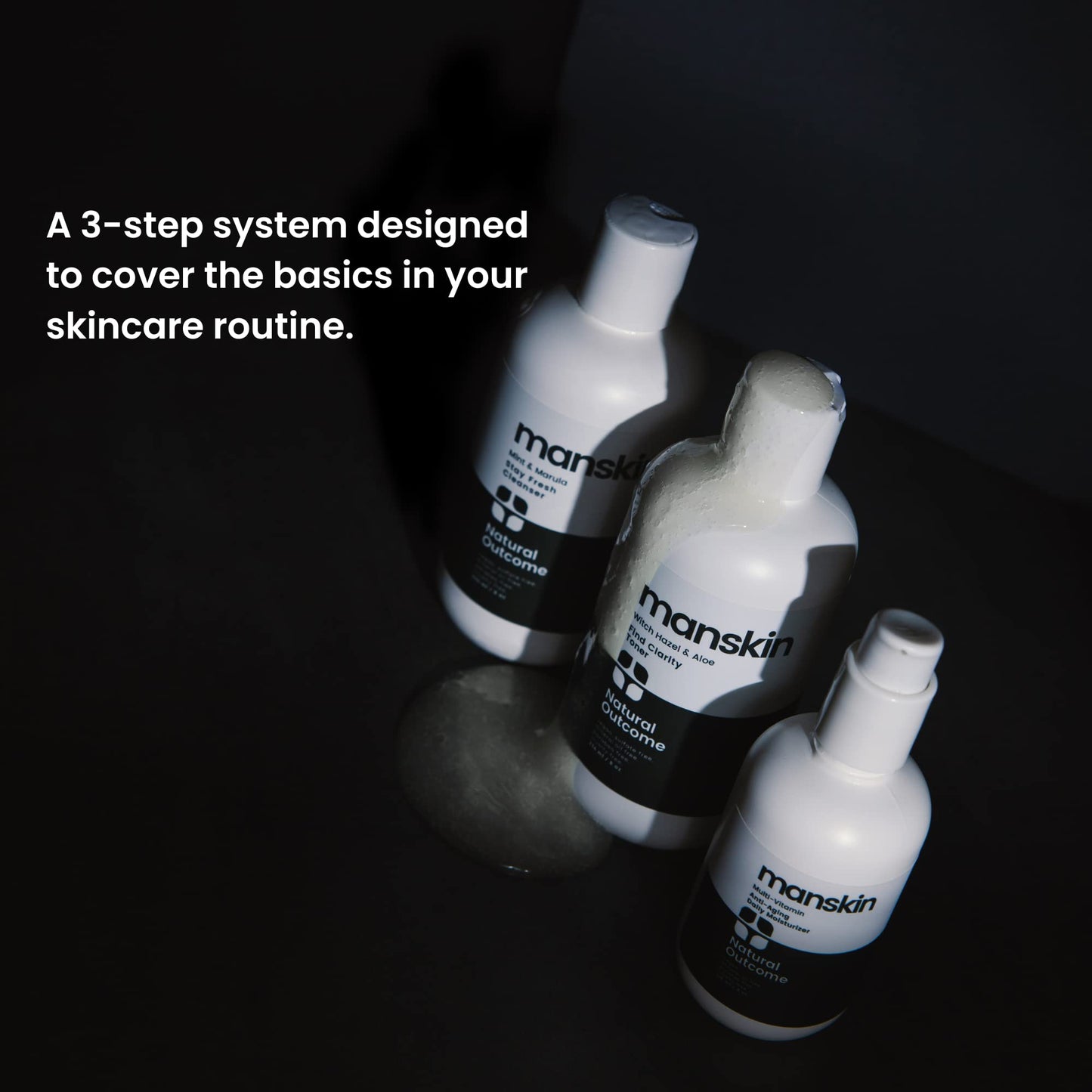 Natural Outcome Mens Skin Care Kit | 3-Step Anti-Aging Facial Care for Men