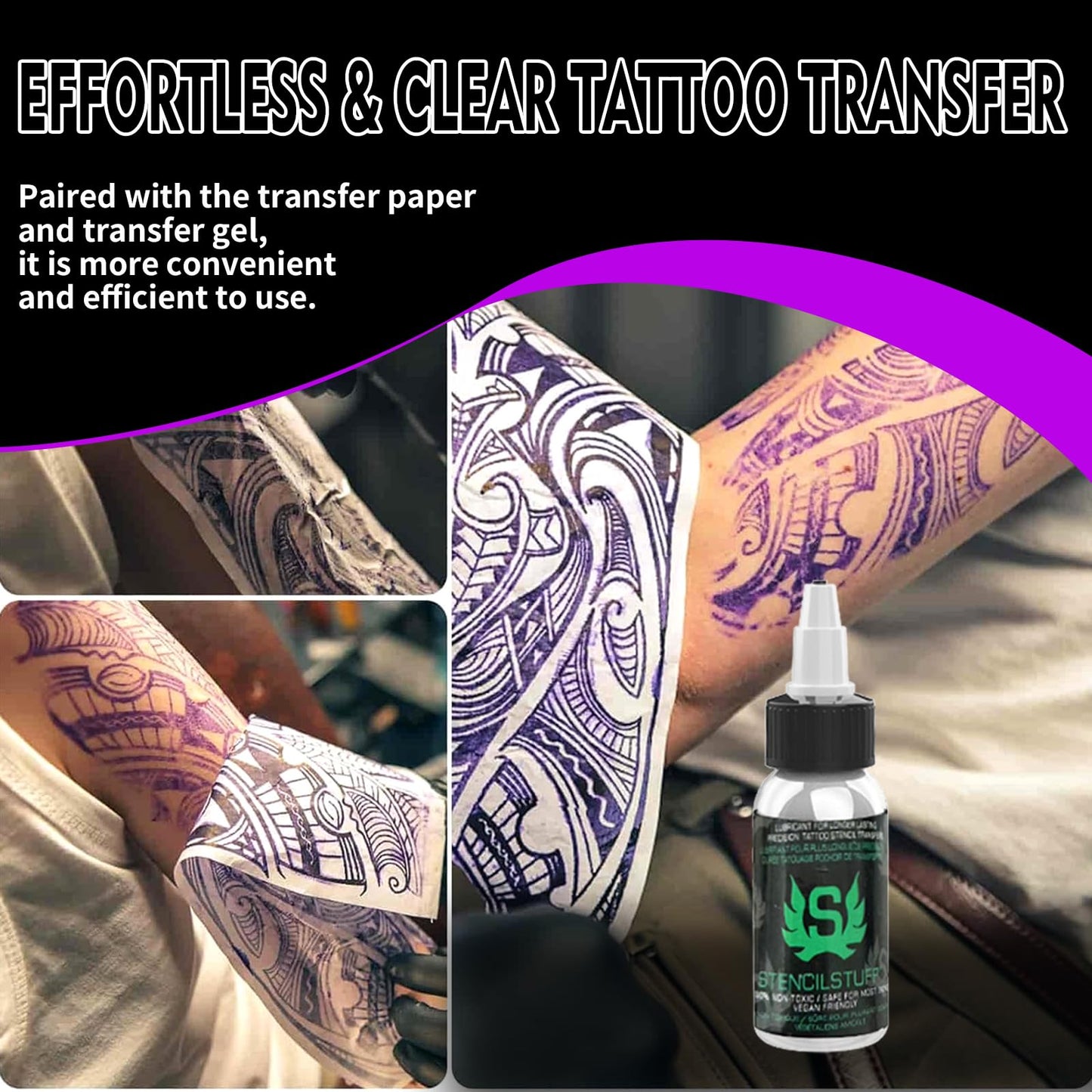 NBTA2 Tattoo Kit: Wireless Gun with 2 Batteries & Complete Set for Beginners (Purple)