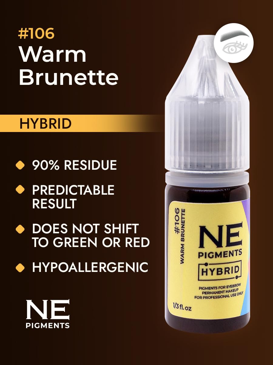 NE PIGMENTS #106 Warm Brunette by Elena Nechaeva – Microblading Ink for Subtle, Natural Brows