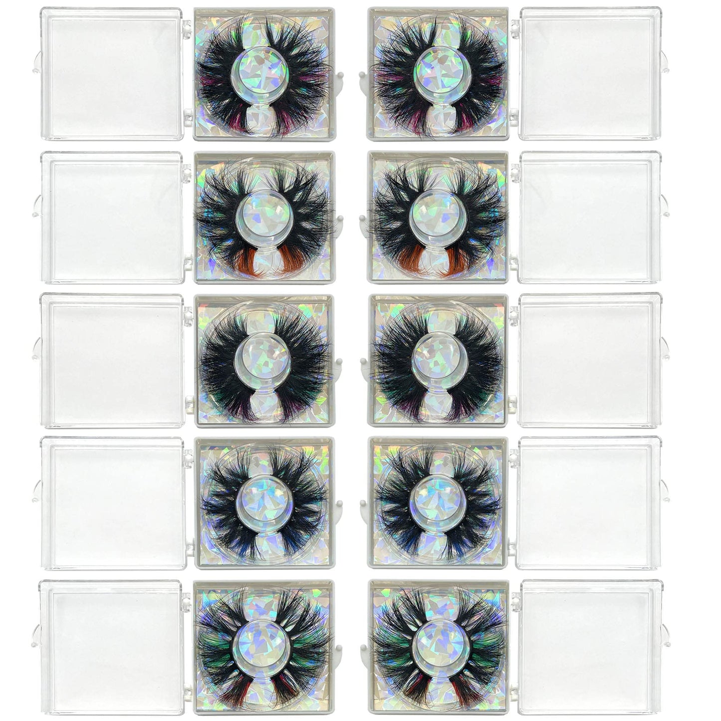 Ninglash Halloween Day Lashes – 10-Pack 25mm Colored Mink Lashes (9D)