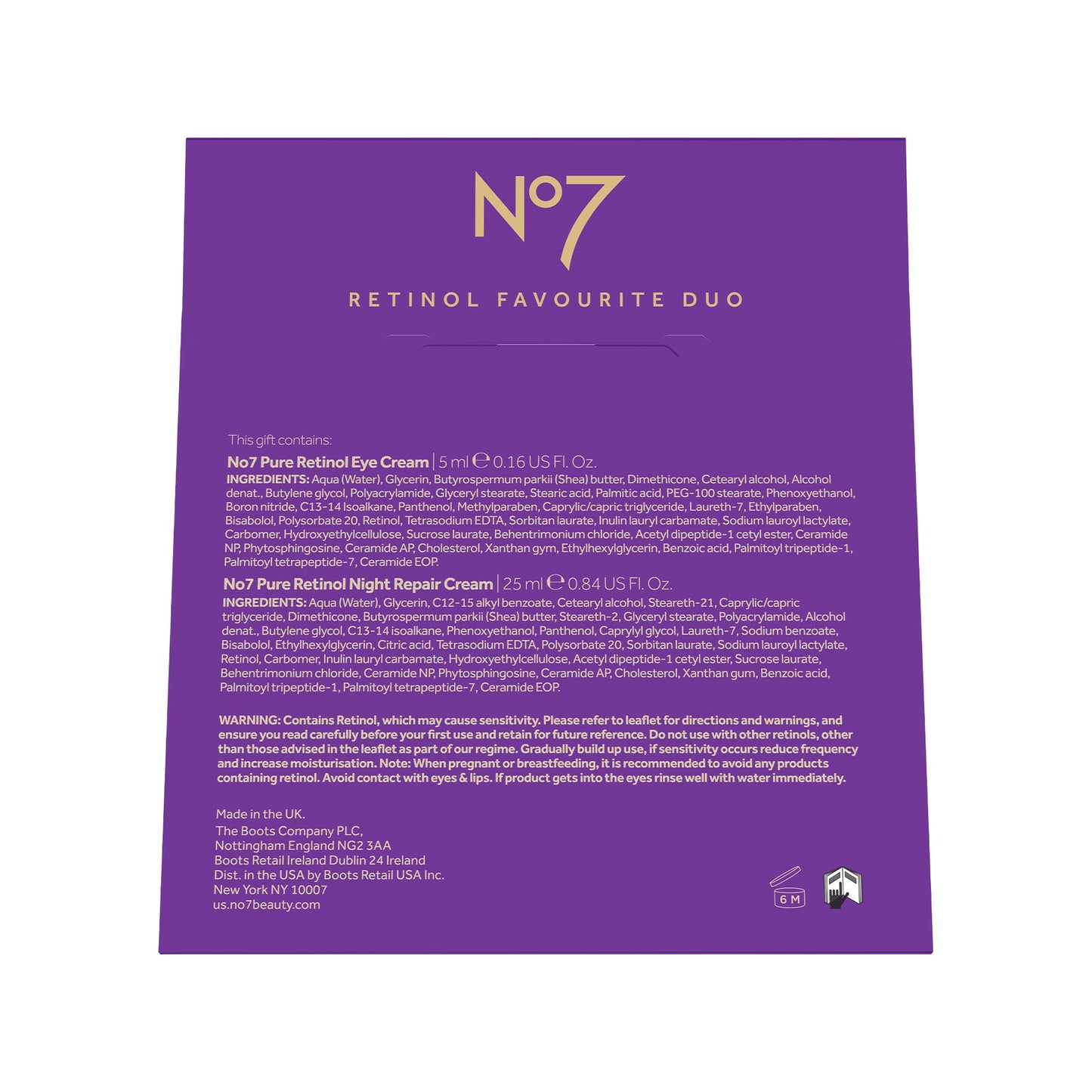 No7 Retinol Favorite Gift Set – Night Repair Cream & Eye Cream Duo