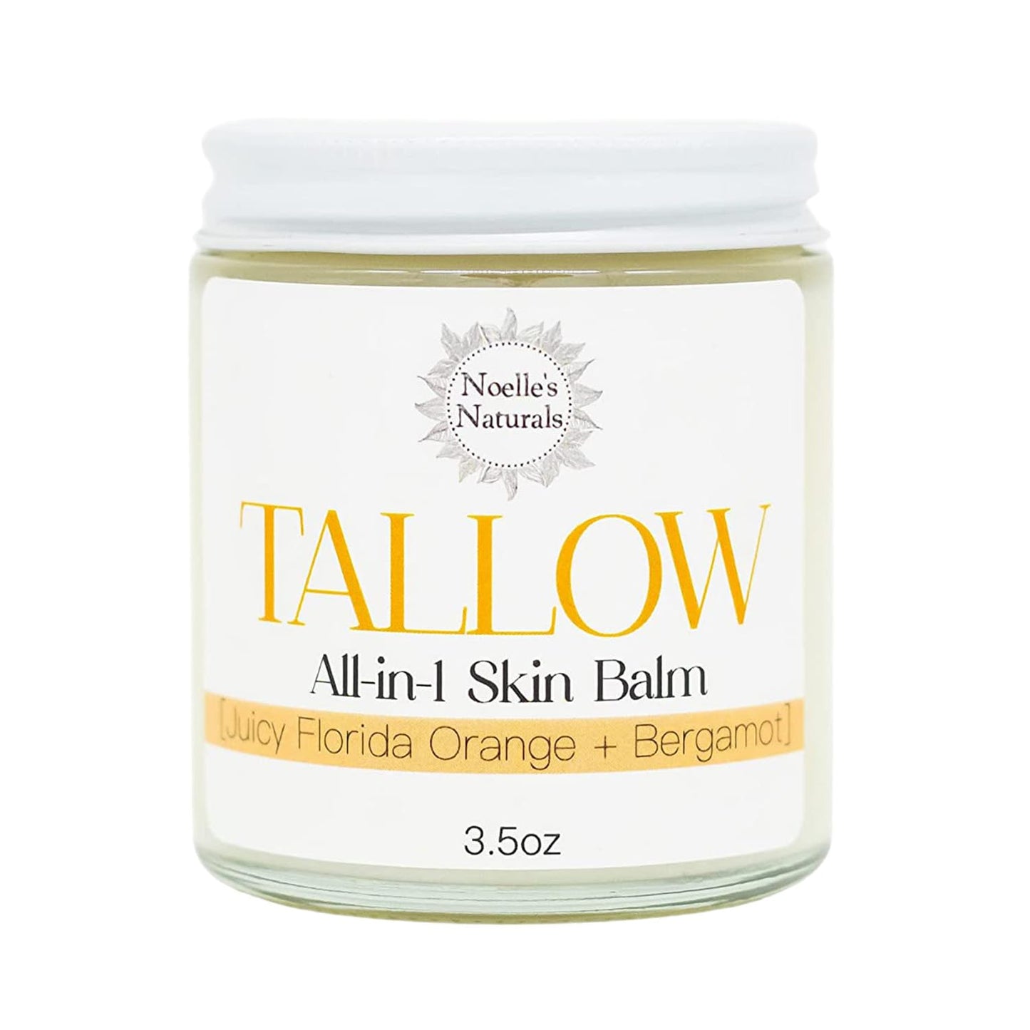 Noelle's Naturals Tallow Balm – Organic Grass-Fed Tallow, 3.5oz, Orange + Bergamot