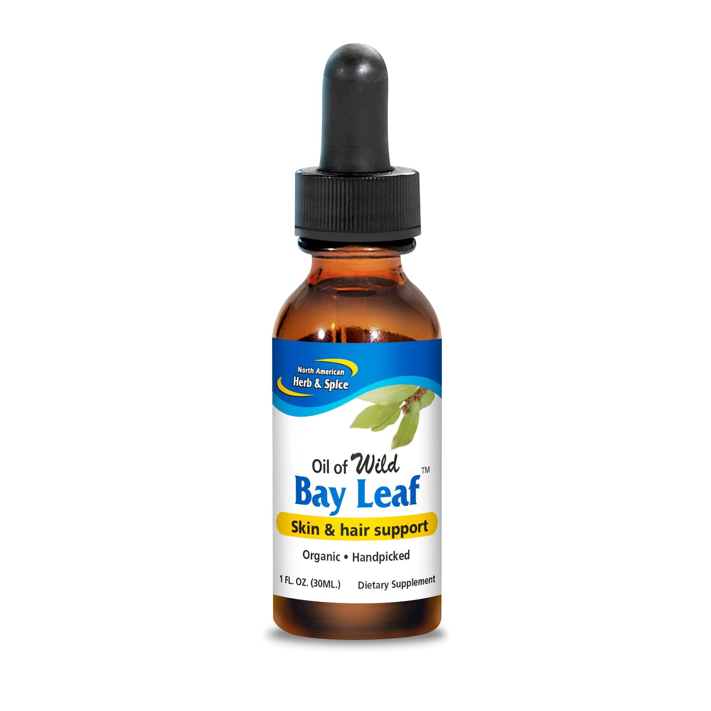 North American Herb & Spice Wild Oil of Bay Leaf – Organic, Non-GMO, 1 fl oz for Skin & Hair Support