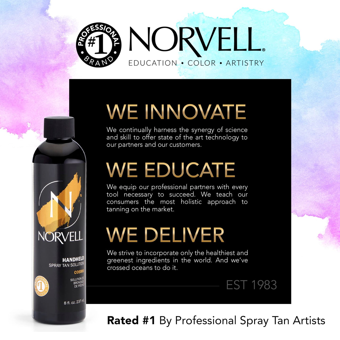 Norvell Cosmo Spray Tan Solution 8 oz – Pro Sunless Tanner with Warm Brown & Cool Violet Undertones