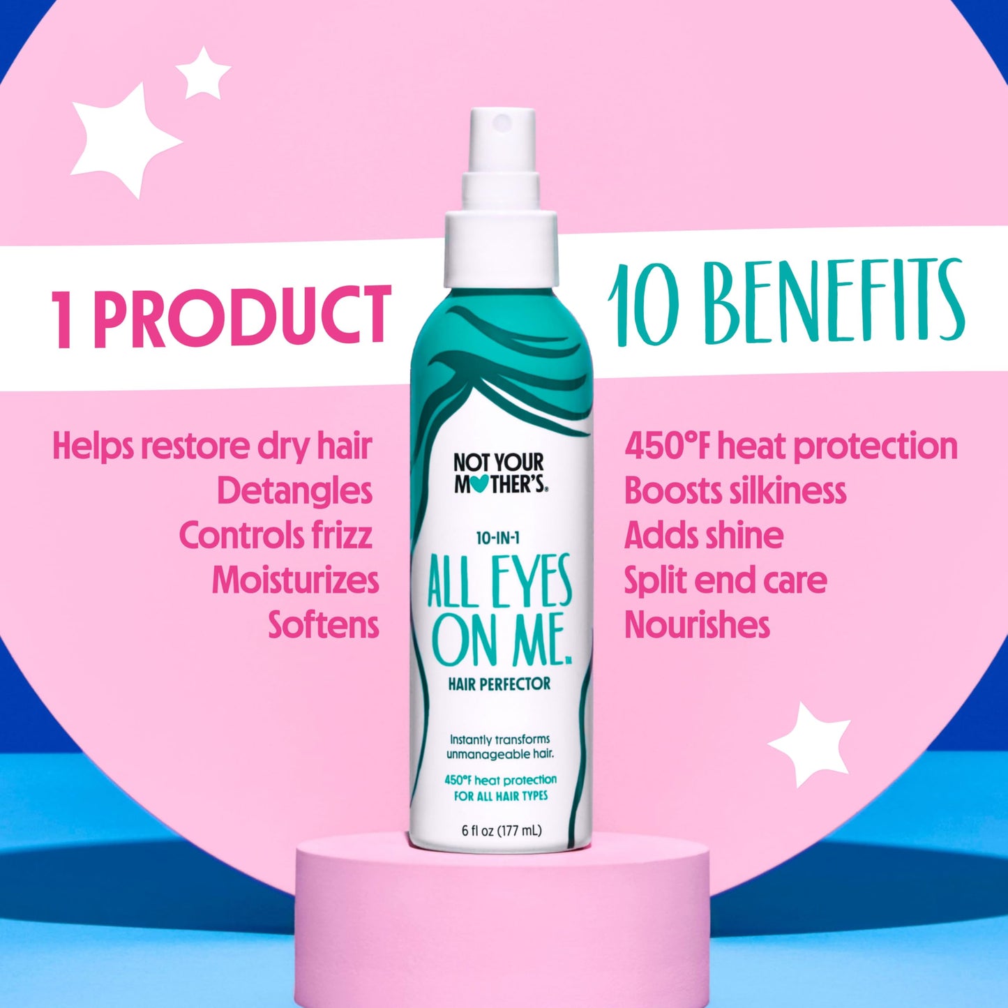 Not Your Mother's All Eyes On Me 10-in-1 Hair Perfector (3-Pack) – Heat Protectant, Detangler & Frizz Control