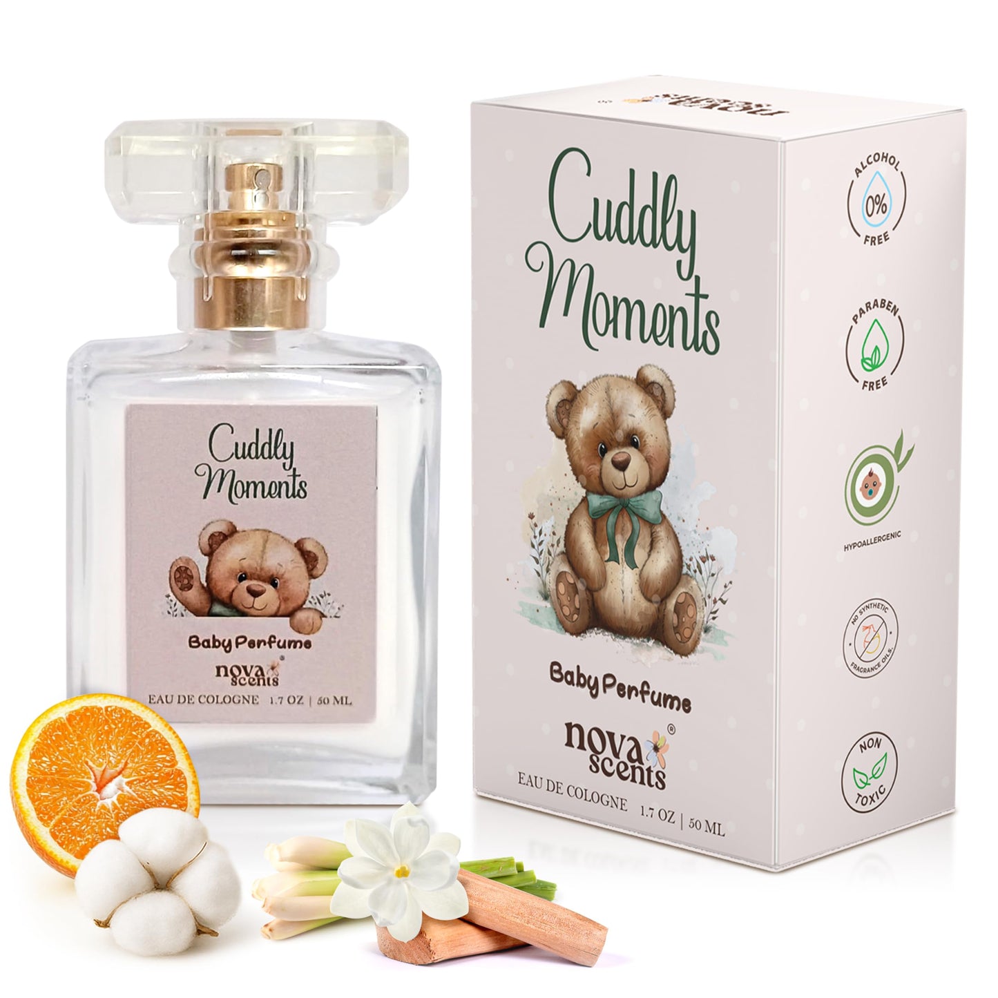 Nova Scents Baby Cologne – Alcohol-Free, Hypoallergenic & Paraben-Free (1.7 oz / 50 ml)