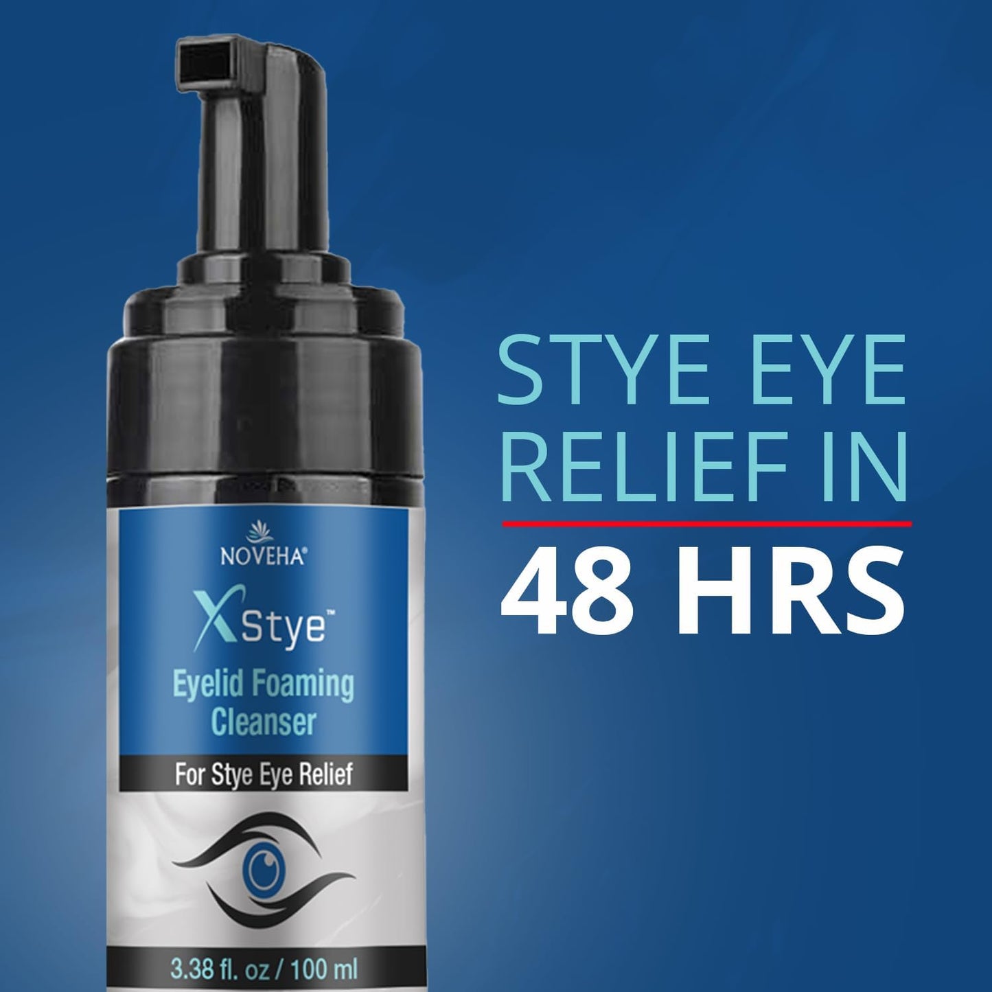 NOVEHA XStye Eyelid Foaming Cleanser — Tea Tree Oil, 3 × 100 mL (3PK)