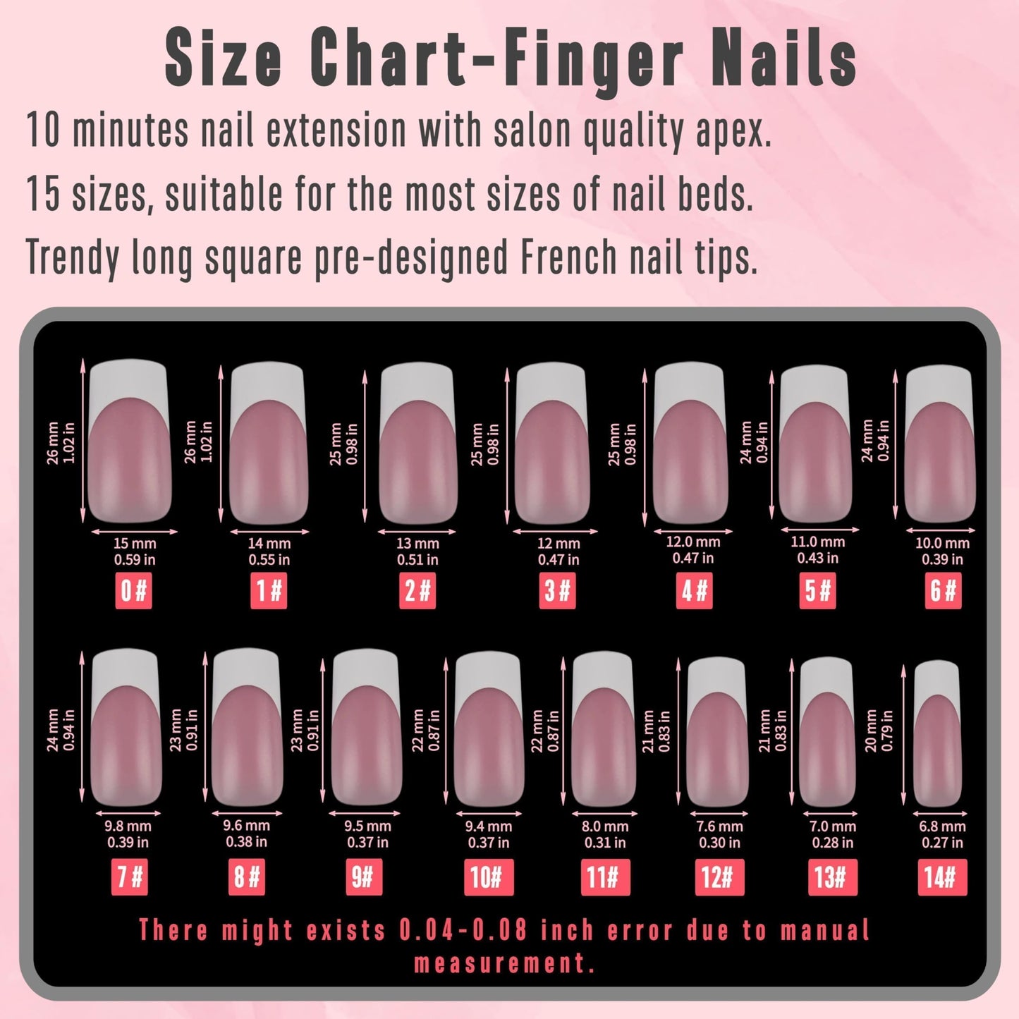 NOVO OVO French Tip Matching Press-on Nails Set – Berry Pink, Soft Gel Extension, 360 pcs