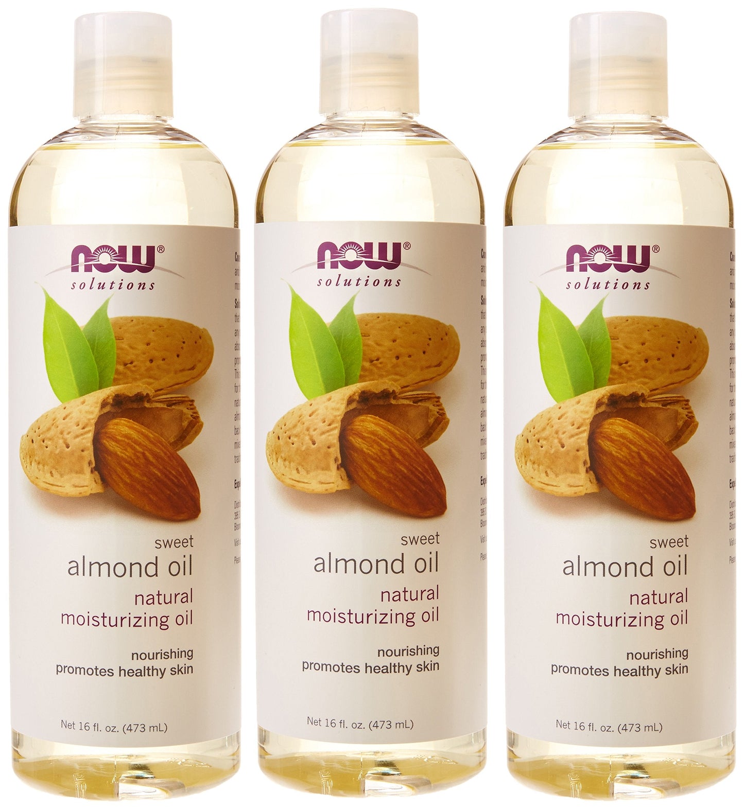 Now Foods Almond Oil, 16 Fl Oz (3-Pack) – Natural Moisturizing Oil for Skin and Hair