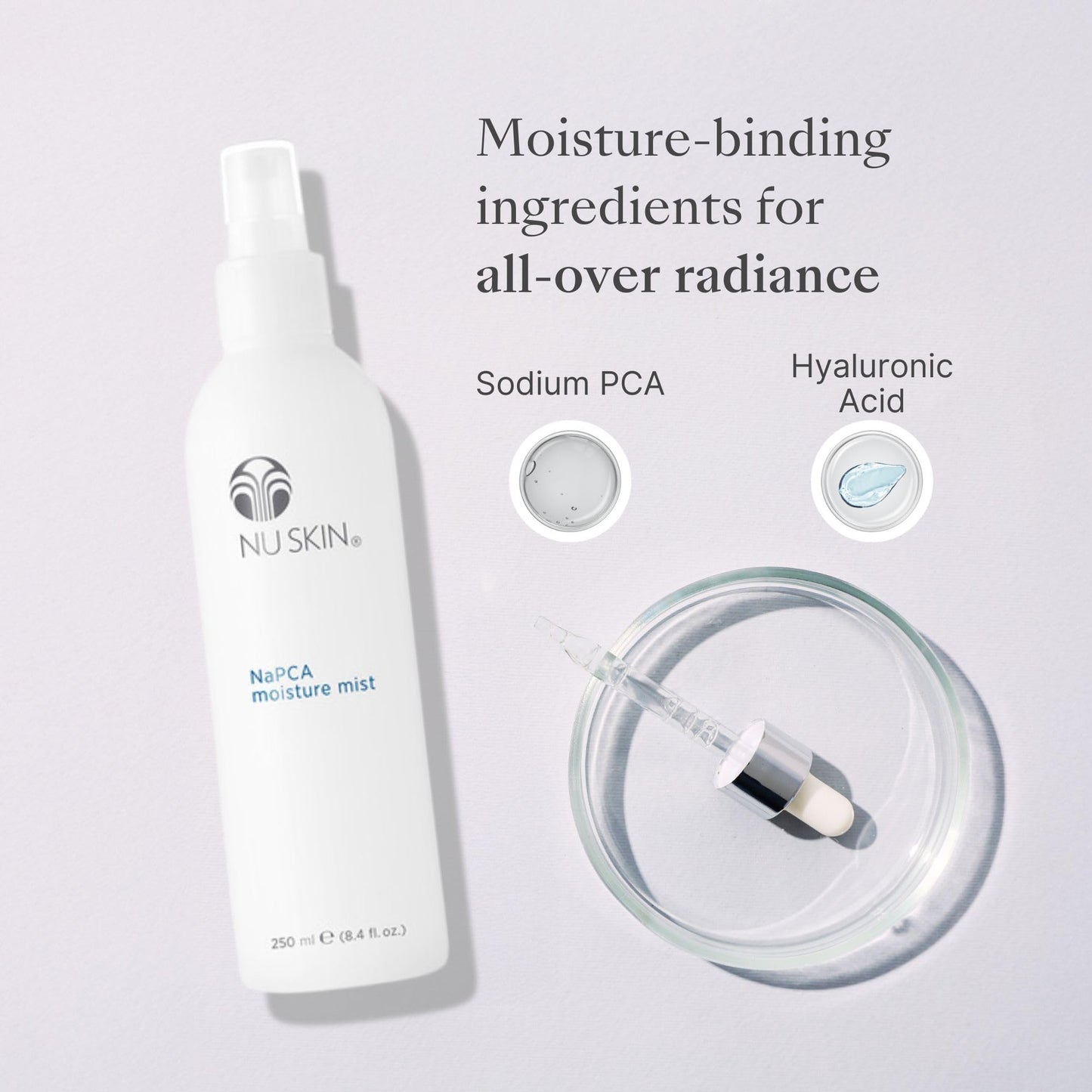 Nu Skin NaPCA Moisture Mist – Hydrating Hyaluronic Spray for Face, Body & Hair (8 oz)