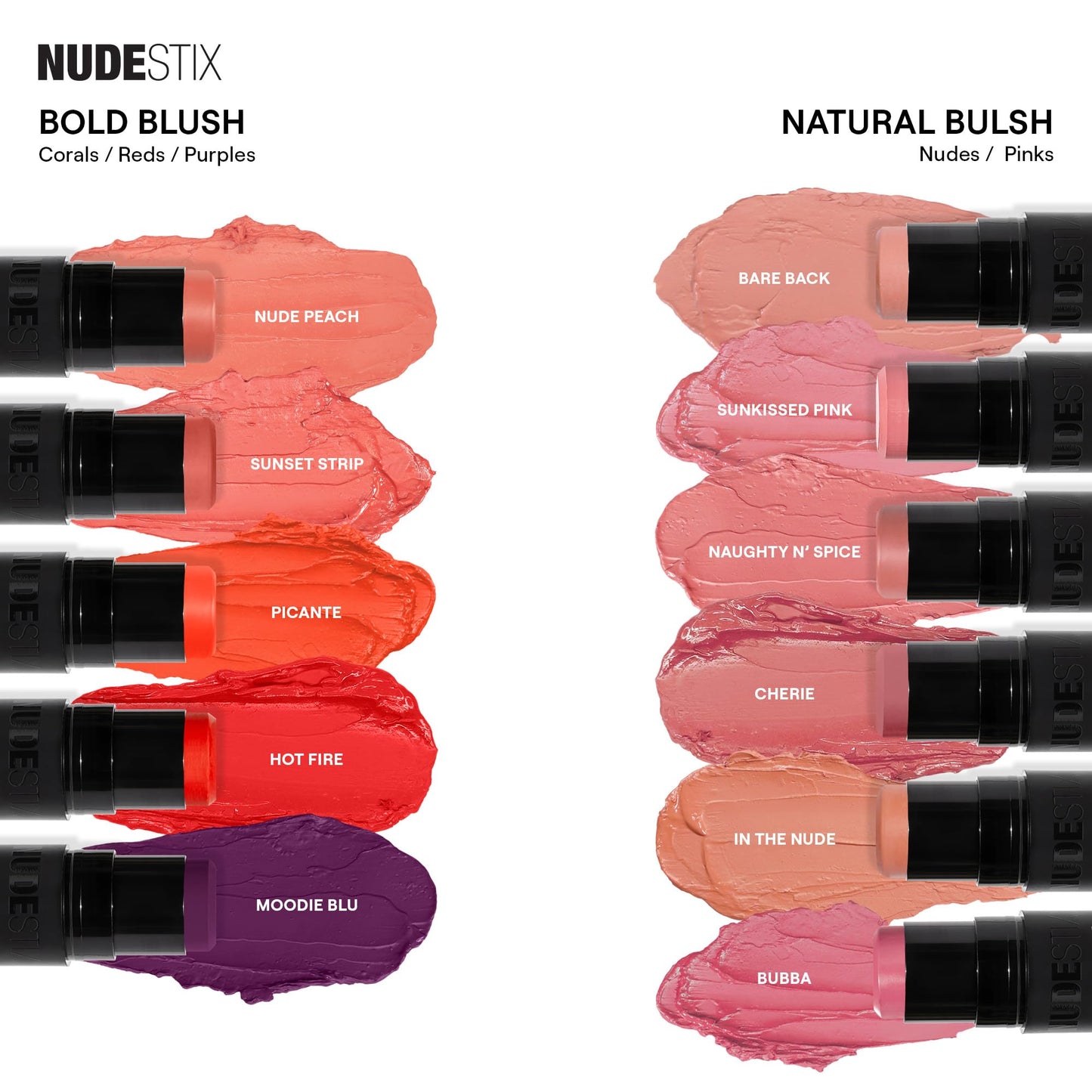 Nudestix Nudies Blush Stick Body Language – 3-in-1 Cream Blush with Built-In Brush | Soft Matte Finish
