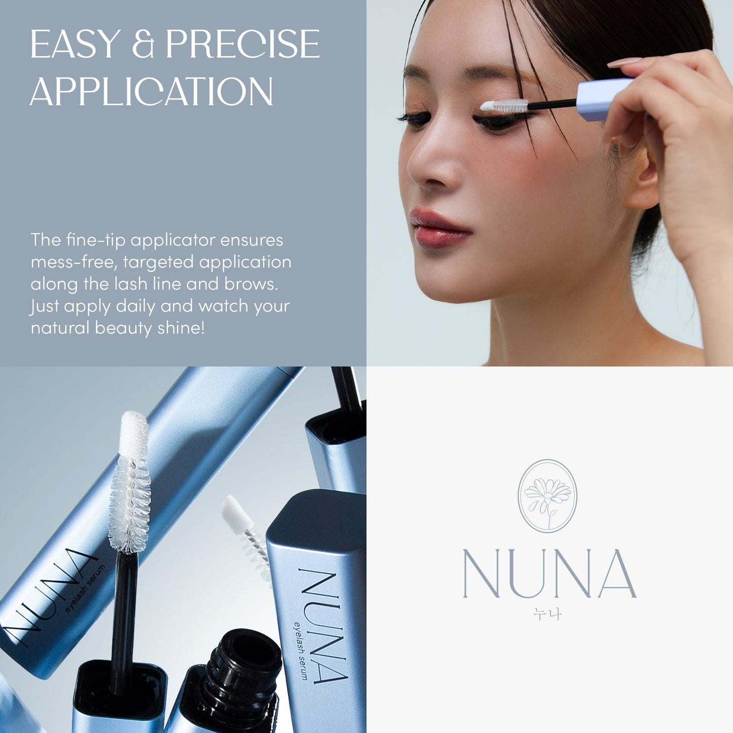 NUNA Eyelash Growth Support Serum 6ml – Fuller Lashes & Brows, Biotin & Multi-Peptide