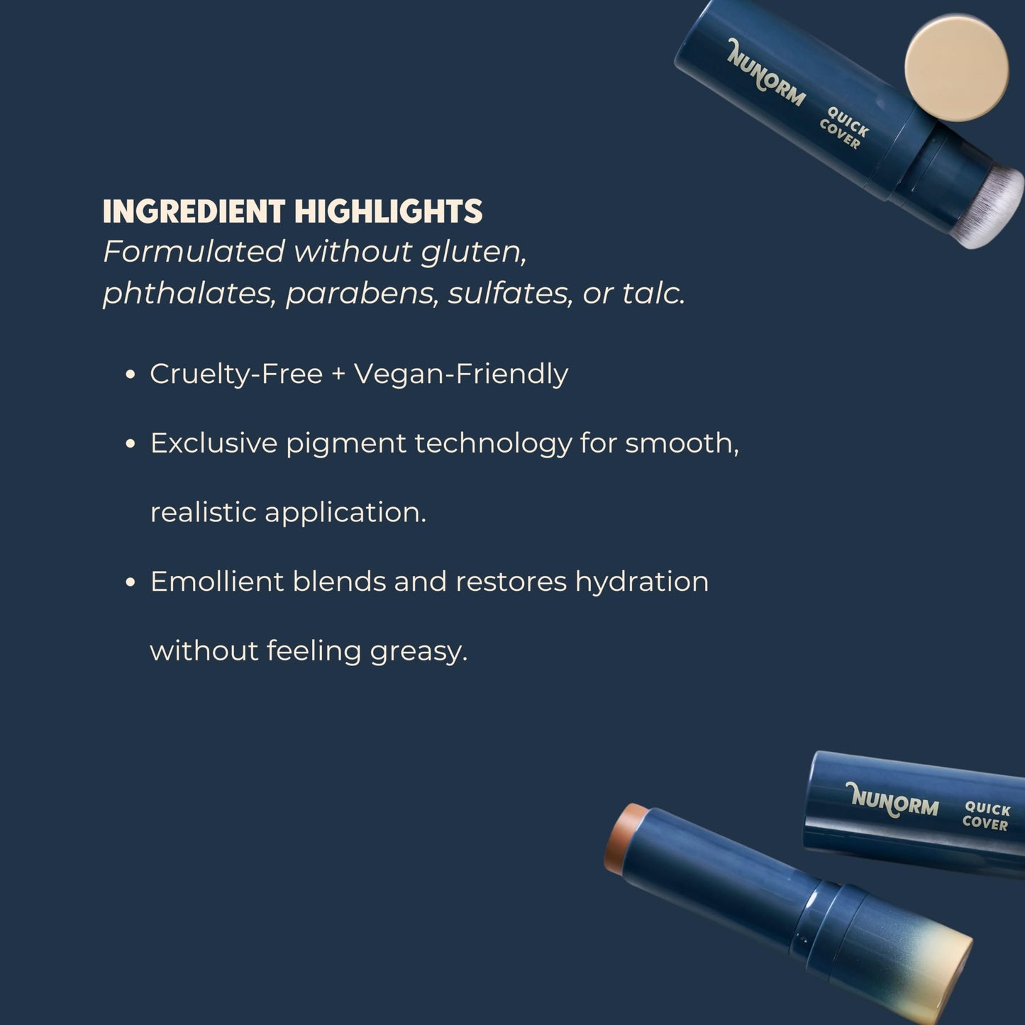 NuNorm Foundation & Concealer Stick for Men – Buildable Coverage, Non-Comedogenic, 12-Beige