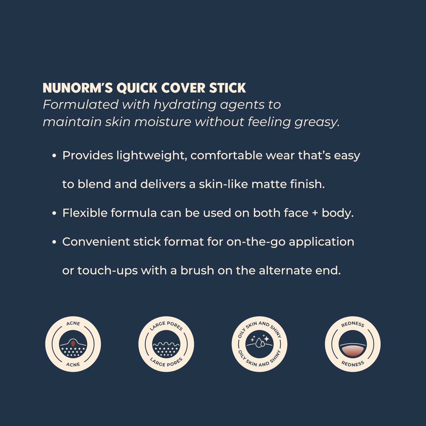 NuNorm Foundation & Concealer Stick for Men – Buildable Coverage, Non-Comedogenic, 12-Beige