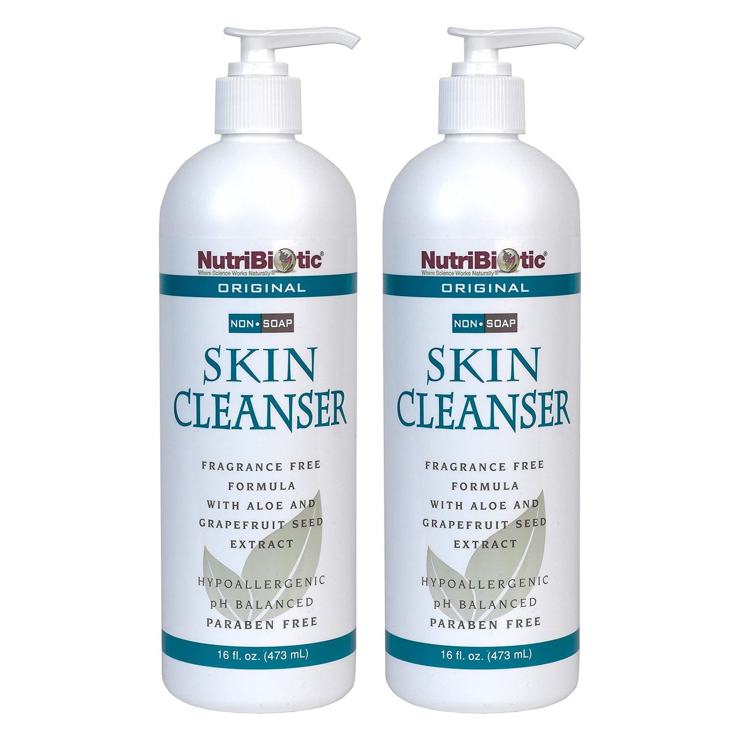 NutriBiotic Original Non-Soap Skin Cleanser Twin Pack – Fragrance Free, pH Balanced, Hypoallergenic