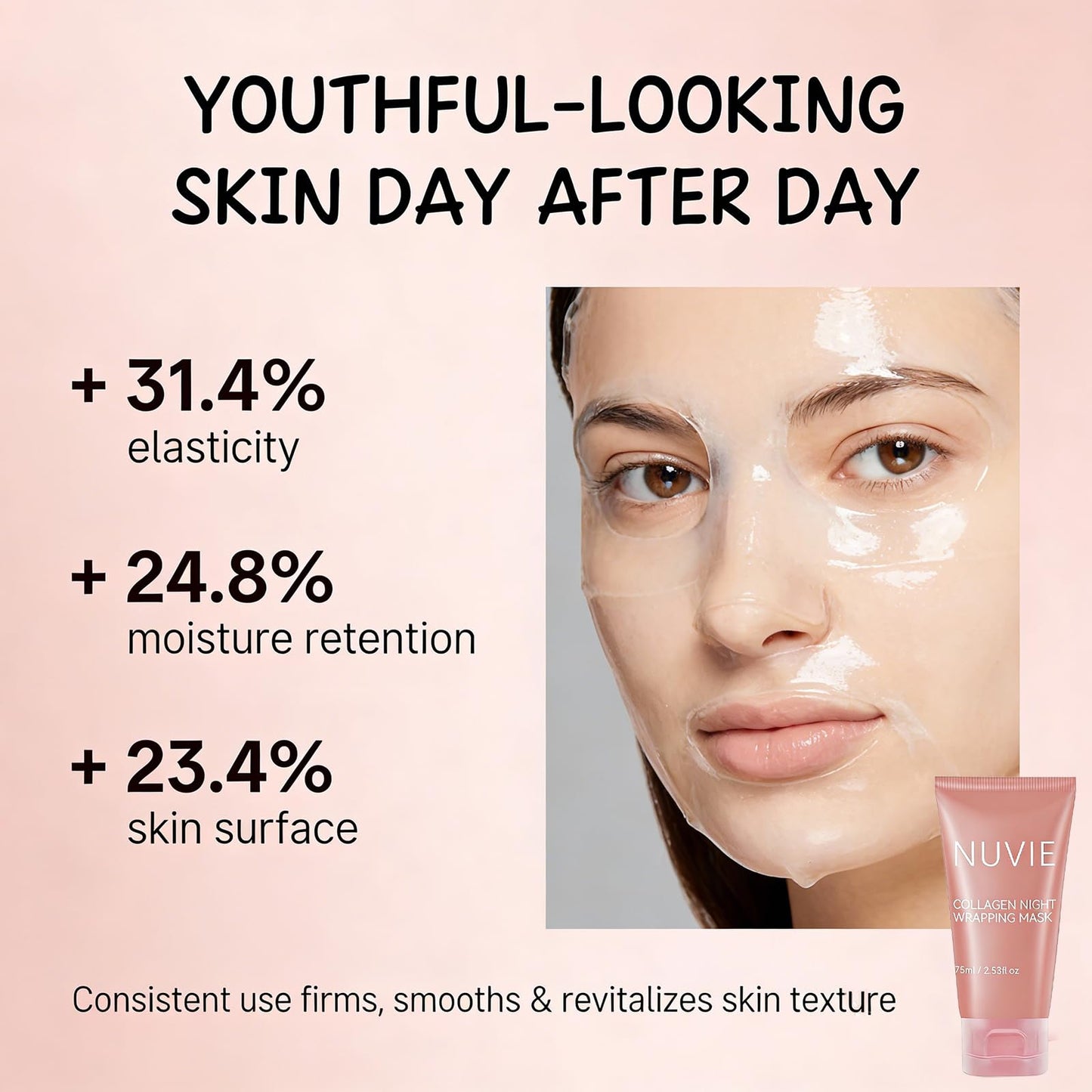 Nuvie Collagen Overnight Peel Mask – Hydration & Elasticity (2.53 oz)