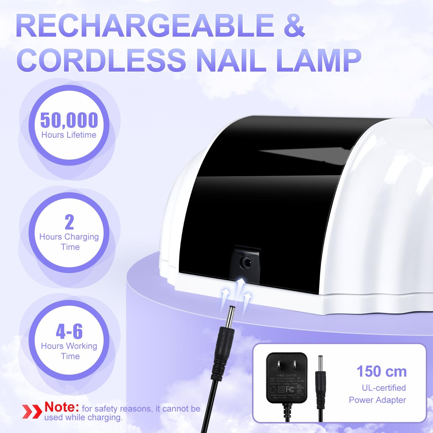 NXJ INFILILA Cordless Nail Lamp — 268W Fast Curing UV LED Nail Dryer