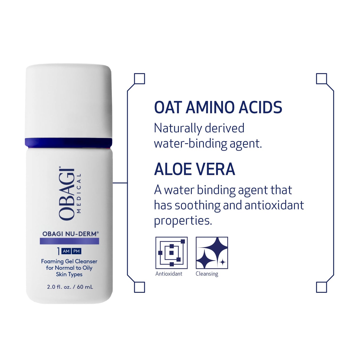 Obagi Nu-Derm Foaming Gel – Gel-Based Cleanser for Normal to Oily & Sensitive Skin (2 oz Travel Size)