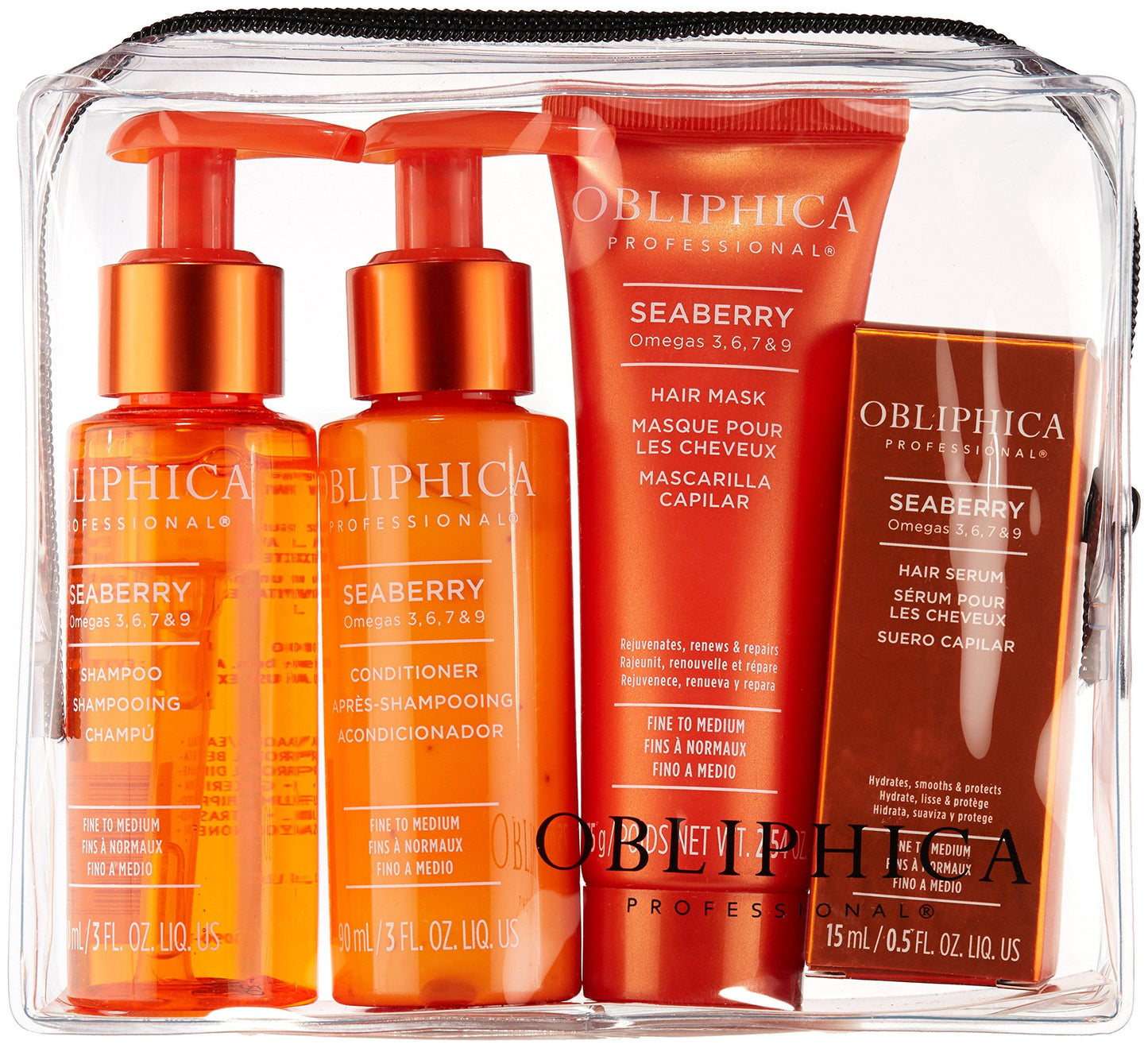 Obliphica Professional Seaberry Travel Kit — Fine to Medium Hair, On-the-Go Frizz Control