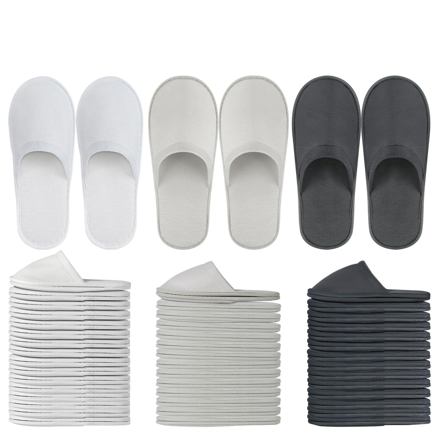 OBMMIRAO 44 Pairs Bulk Disposable Slippers for Guests – 6mm EVA Non-Slip Sole, Fits US Men 10 & Women 11