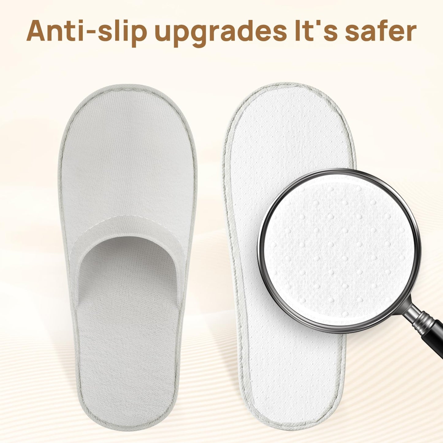 OBMMIRAO 44 Pairs Bulk Disposable Slippers for Guests – 6mm EVA Non-Slip Sole, Fits US Men 10 & Women 11
