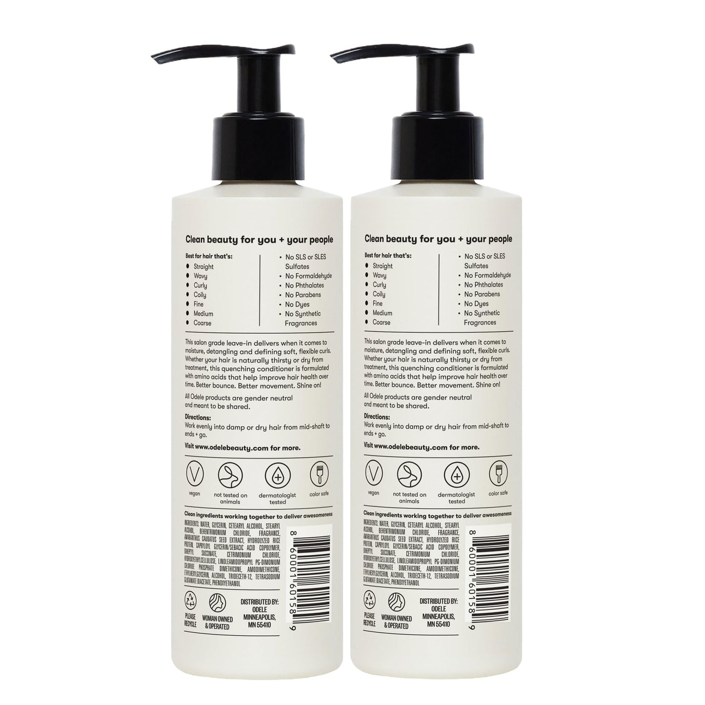 Odele Vegan Leave-In Conditioner – Deep Moisture, Detangling & Frizz Control (2-Pack, 8 fl oz)