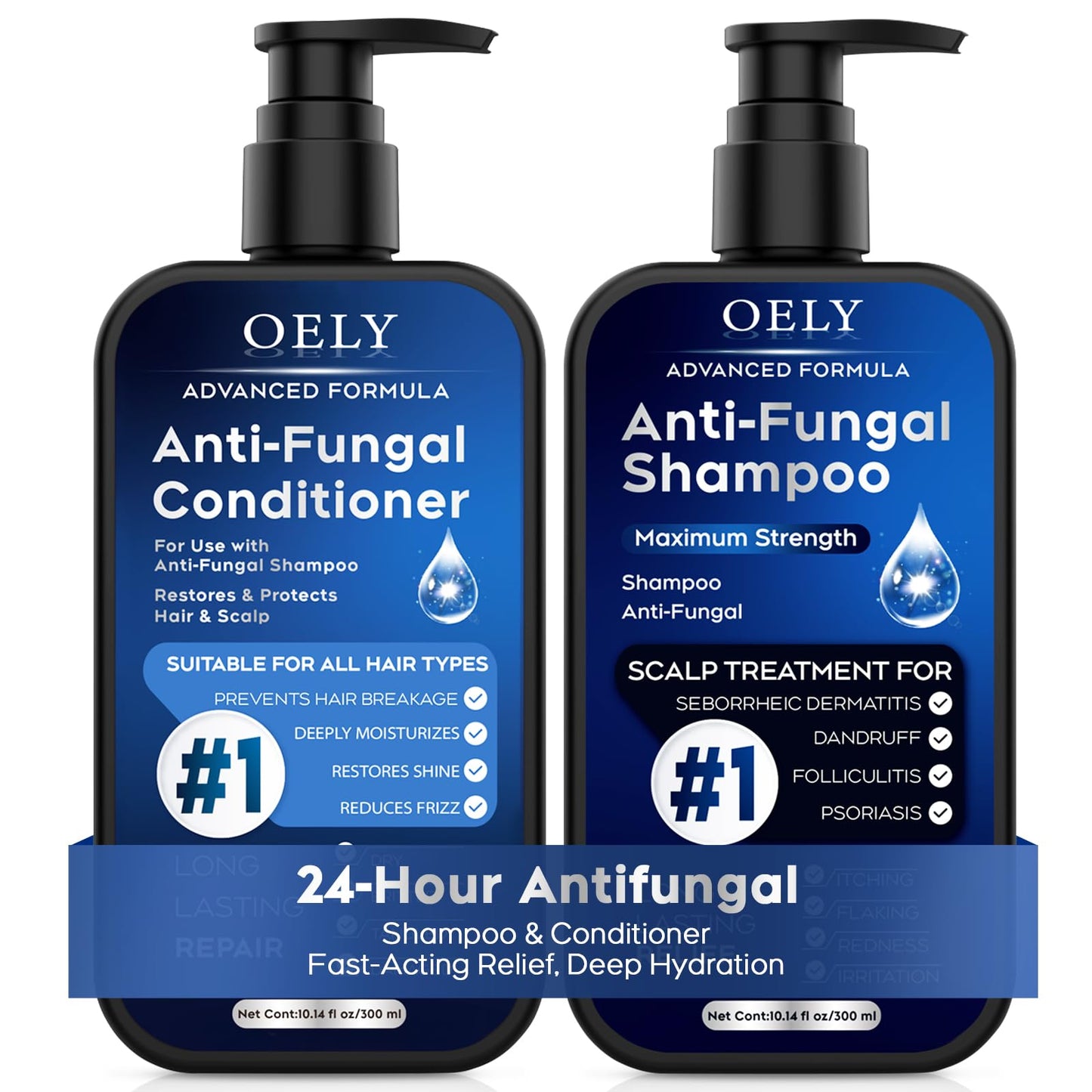 oely Antifungal Shampoo & Conditioner Set — Scalp Support for Folliculitis & Dermatitis